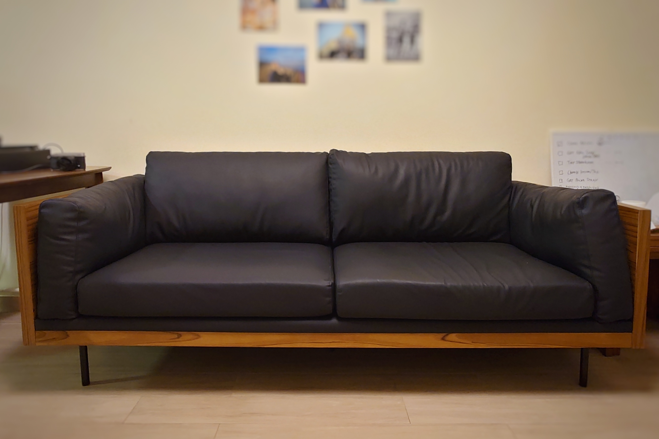 Bentley 3 Seater Sofa - Jet Black (Faux Leather)