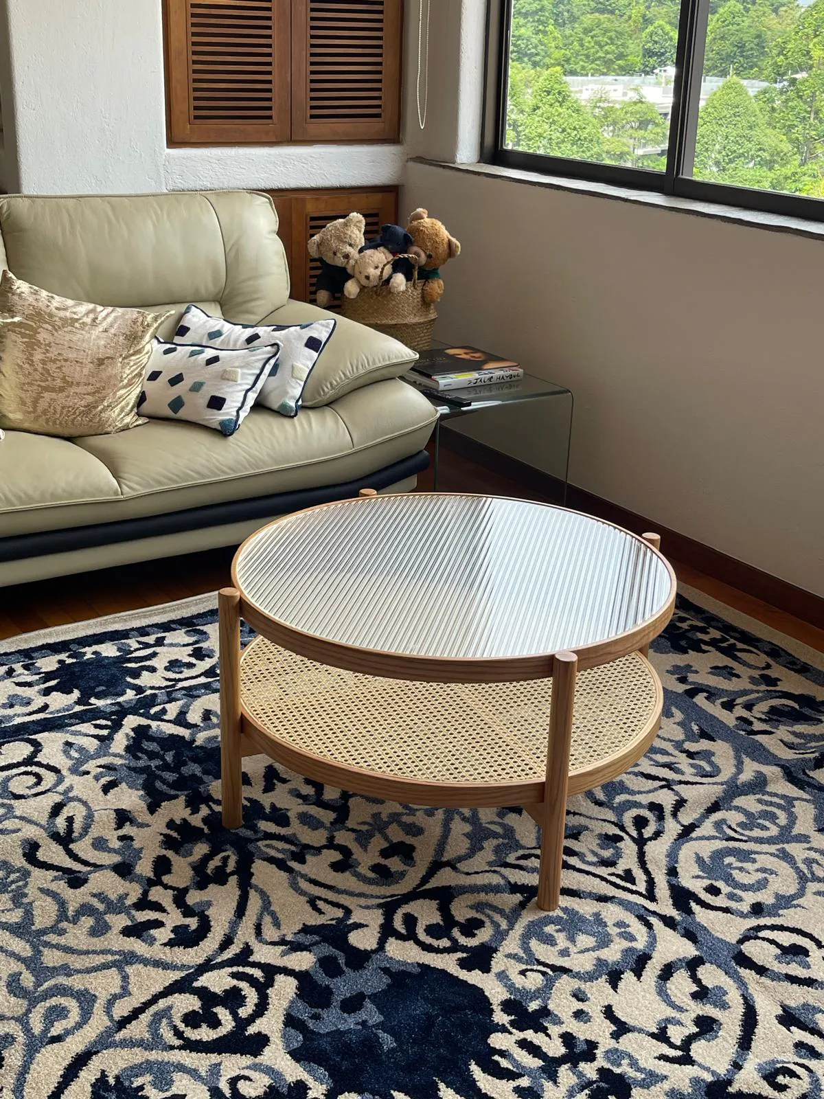 Lilian Rattan Coffee Table - Natural (Glass Tabletop)