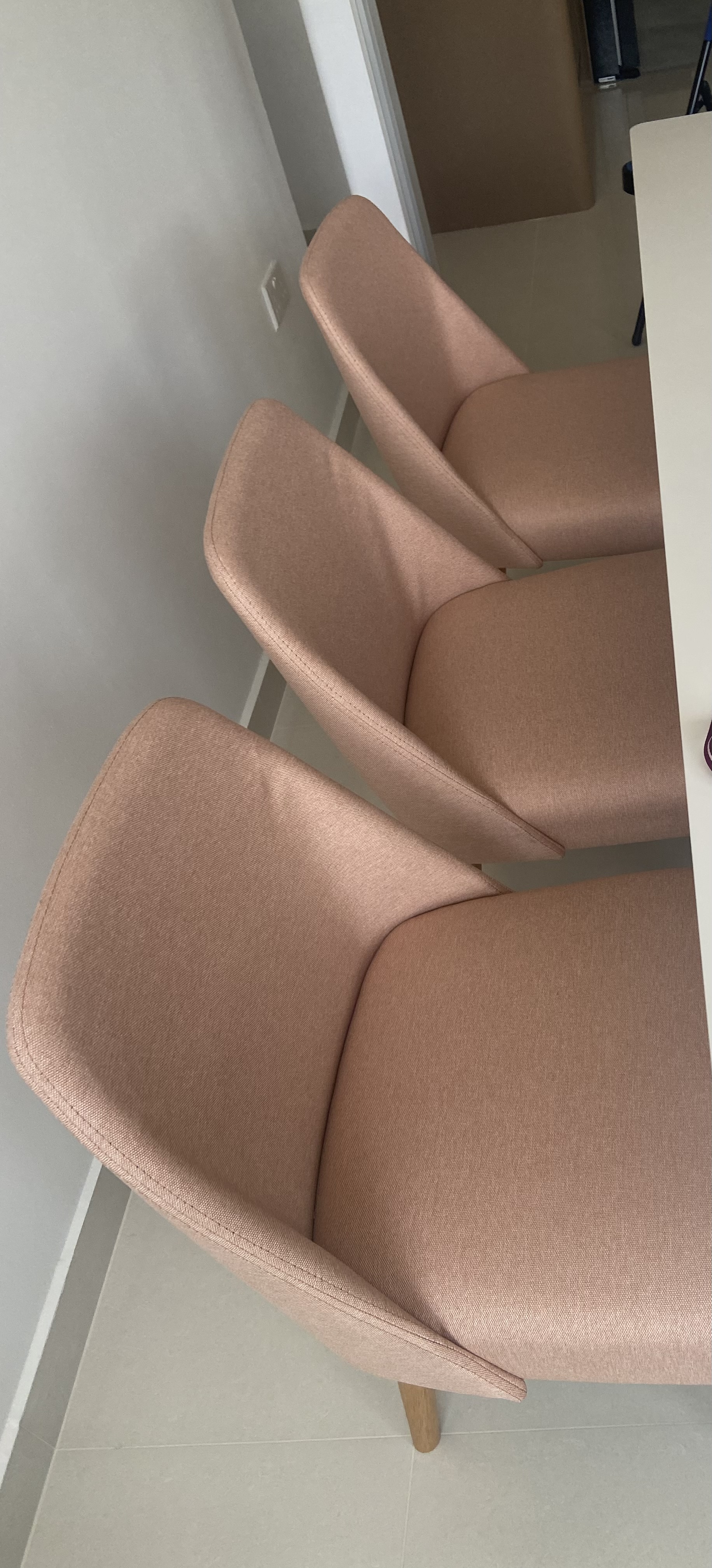 Customer home photo 3: Beautiful pastel dining chair. Add a pop to my neutral home.