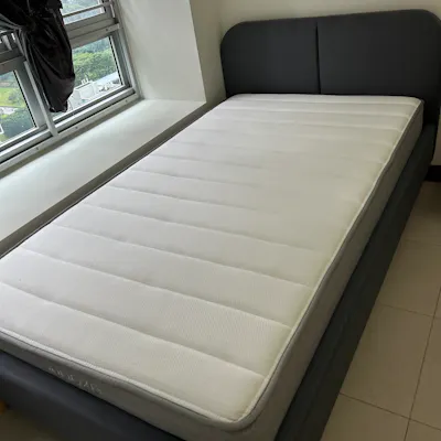 Customer home photo 2: Super single is good size. Fabri is not bad. Design is quite nice.