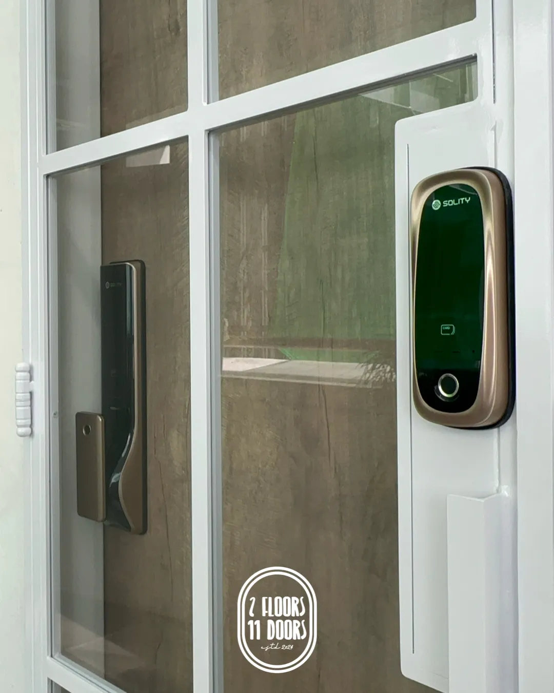 Customer home photo 3: Purchased the gate + lock combo and it’s FAB that the main door unlocks when the gate is opened too - the synchronised mode is awesome! Love that it came in champagne gold, a great alternative to the typical black.