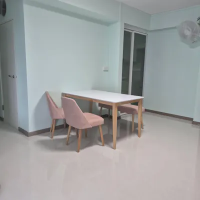 Customer home photo 1: Gorgeous and fits up to 6 easily! Seats are a little hard but the fabric material is extremely comfortable. Installation was provided and it was fuss-free and efficient. Super happy with this purchase!