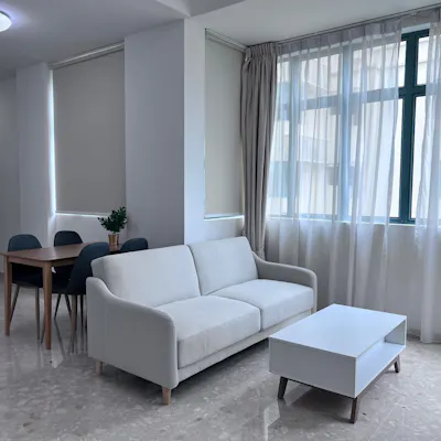 Customer home photo 3: white coffee table matches tv console