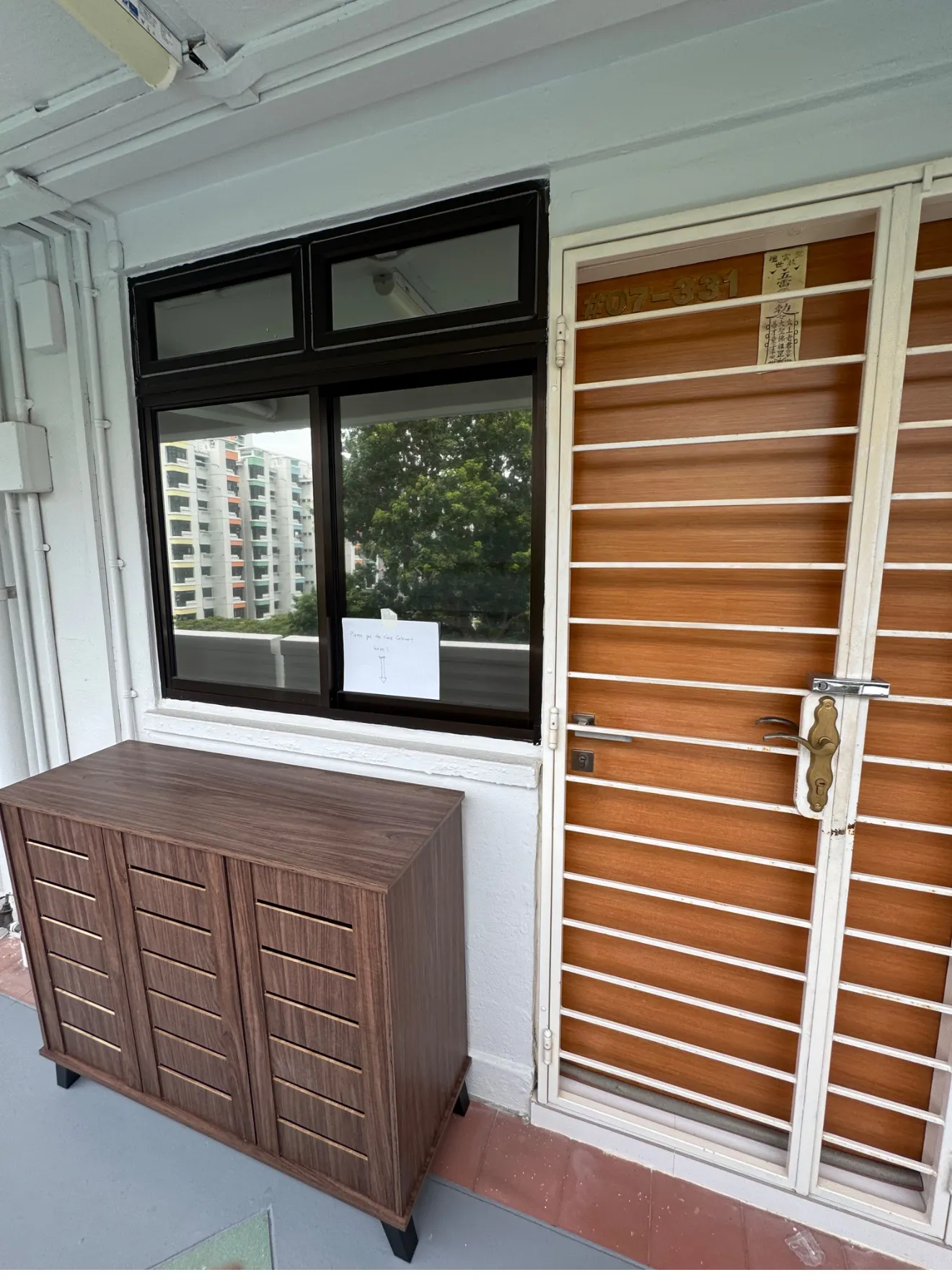 Customer home photo 2: The product material was good & outlook was elegant as per pic. High & Sturdy. 
I'm extremely happy with the product is because of the depth & it could accommodate big sizes shoes which most the brands don't. 
My only suggestion is the opening part. Since there're no handle attached, the magnet should be the push & open kind but is not. I've to open the shoe cabinet by using the door ventilation opening area which is kind of weird..