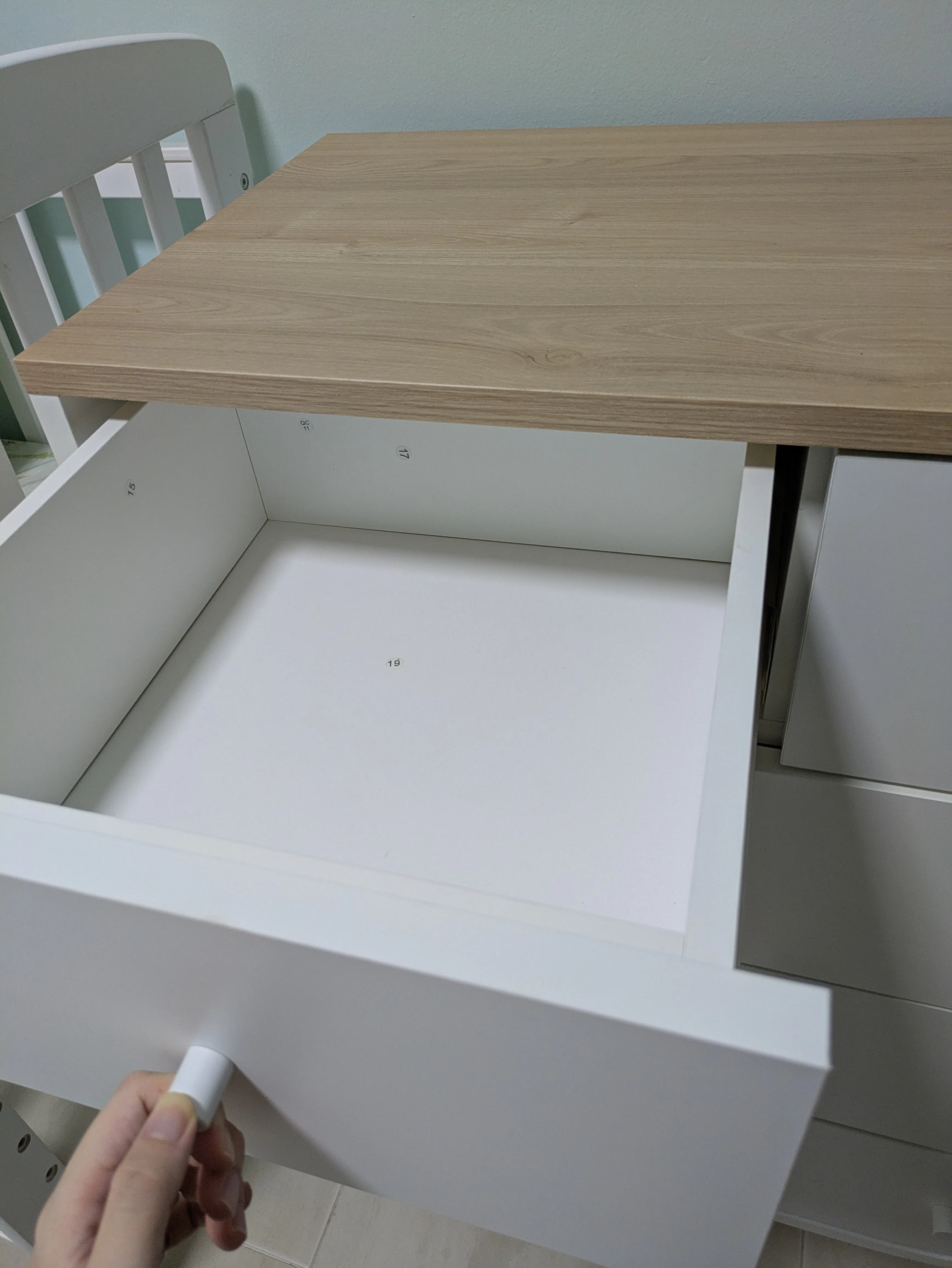 Customer home photo 1: The Madeline drawers look better than I thought. Clean lines, clean design. Assembly was fuss free and done in about an hour by two guys. The free returns won me over.