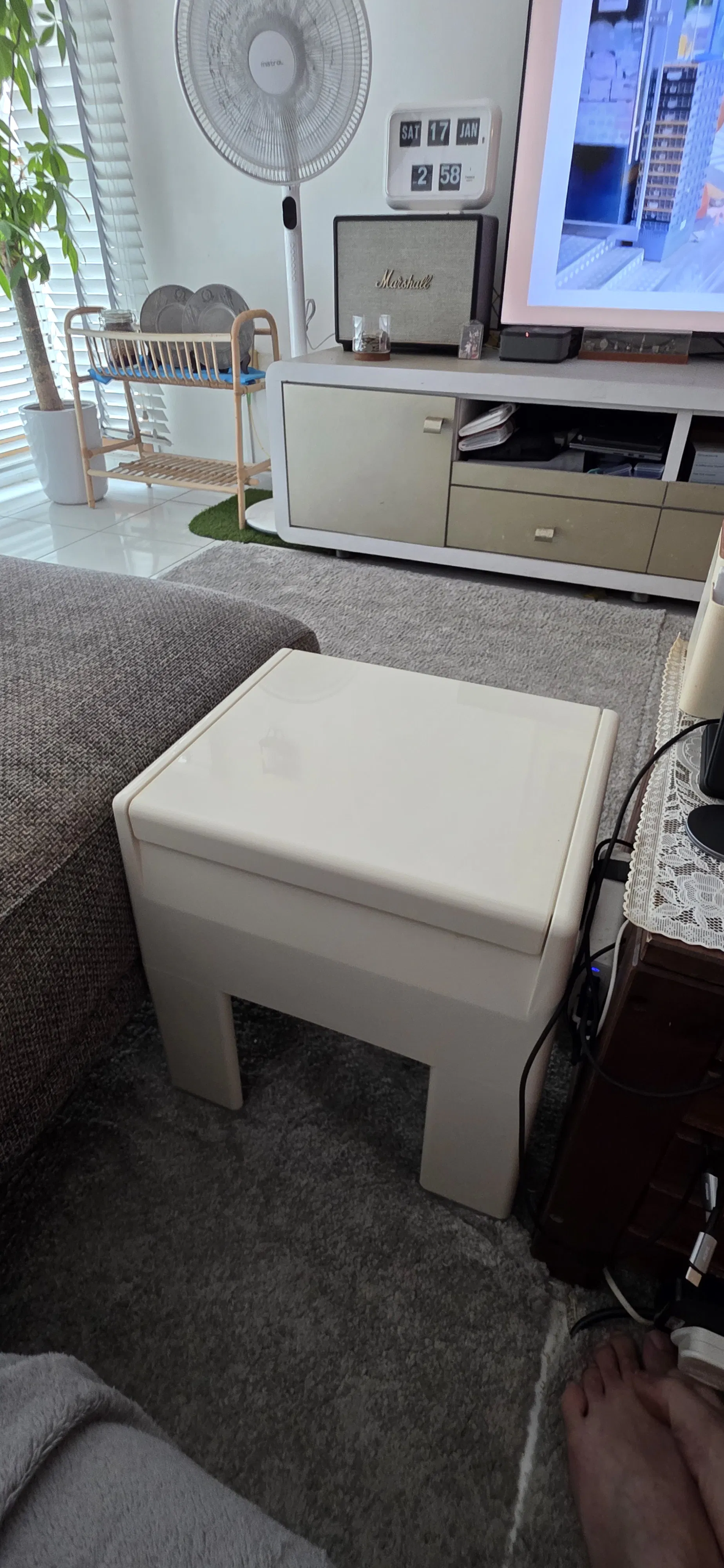 Venda Storage Stool - Ivory