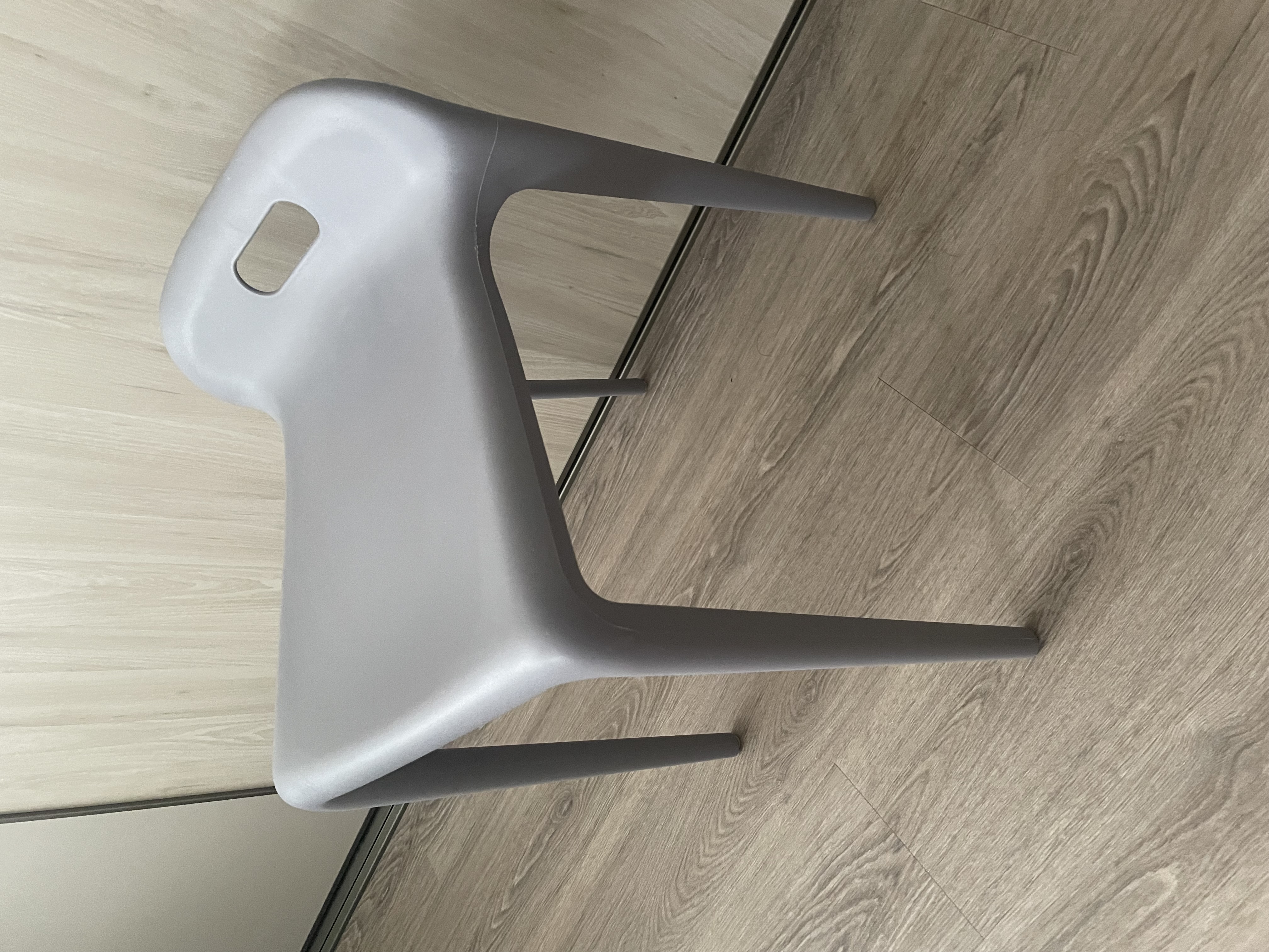 Customer home photo 3: A sturdy, lovely grey and modern looking stool. Love it.