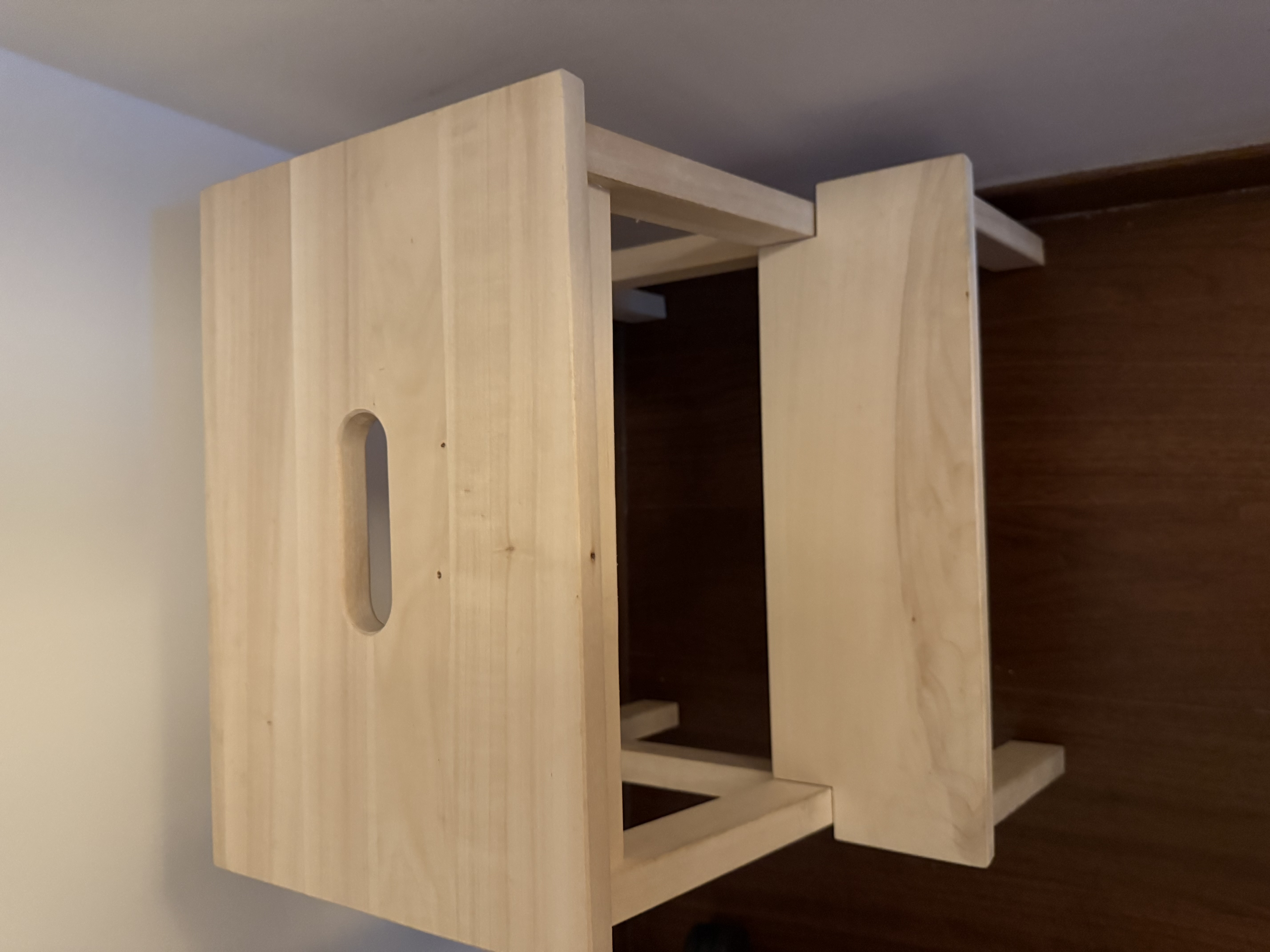 Customer home photo 9: Sturdy oak coloured finished step ladder which serve as a stool as well.