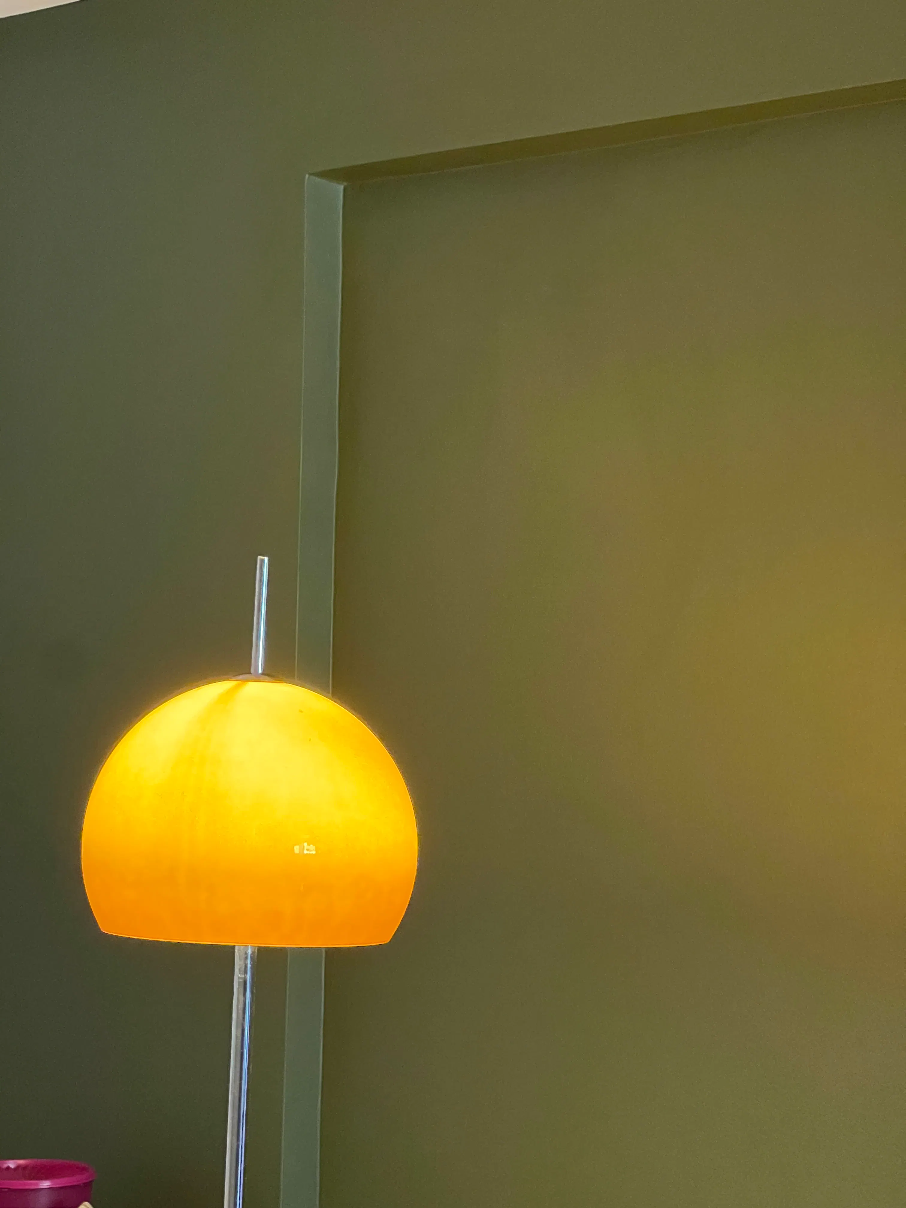 Customer home photo 2: This lamp has added a touch of warmth against my olive wall. Thanks!