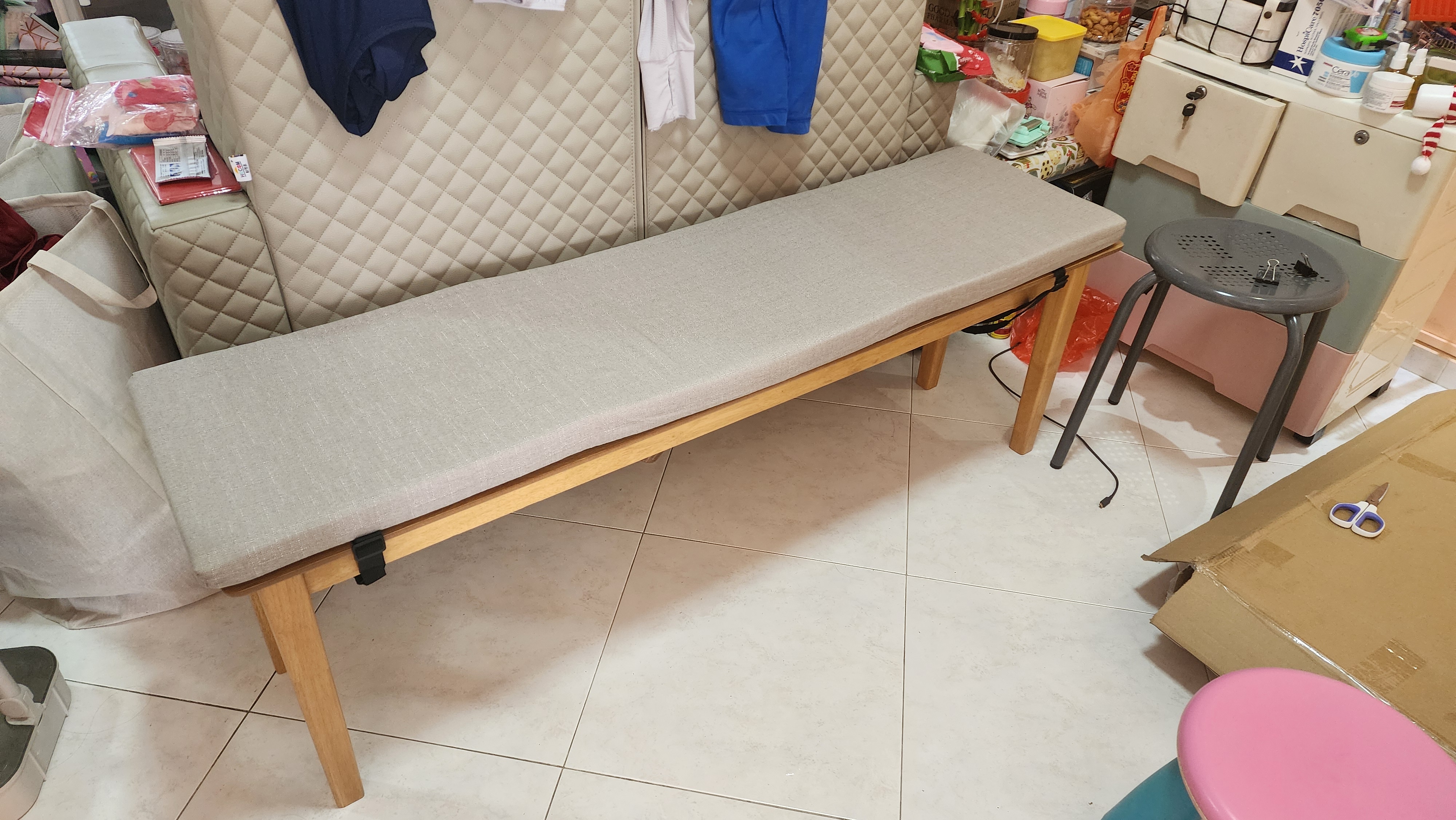 Customer home photo 6: Solid product to match my new dining table. Lucky my perfect fit cushion arrived same day as delivery.