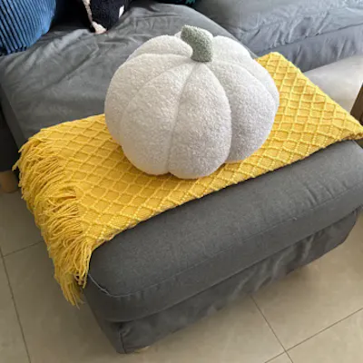Customer home photo 1: Beautiful and vibrant yellow throw. I love it and it makes my couch pop!!