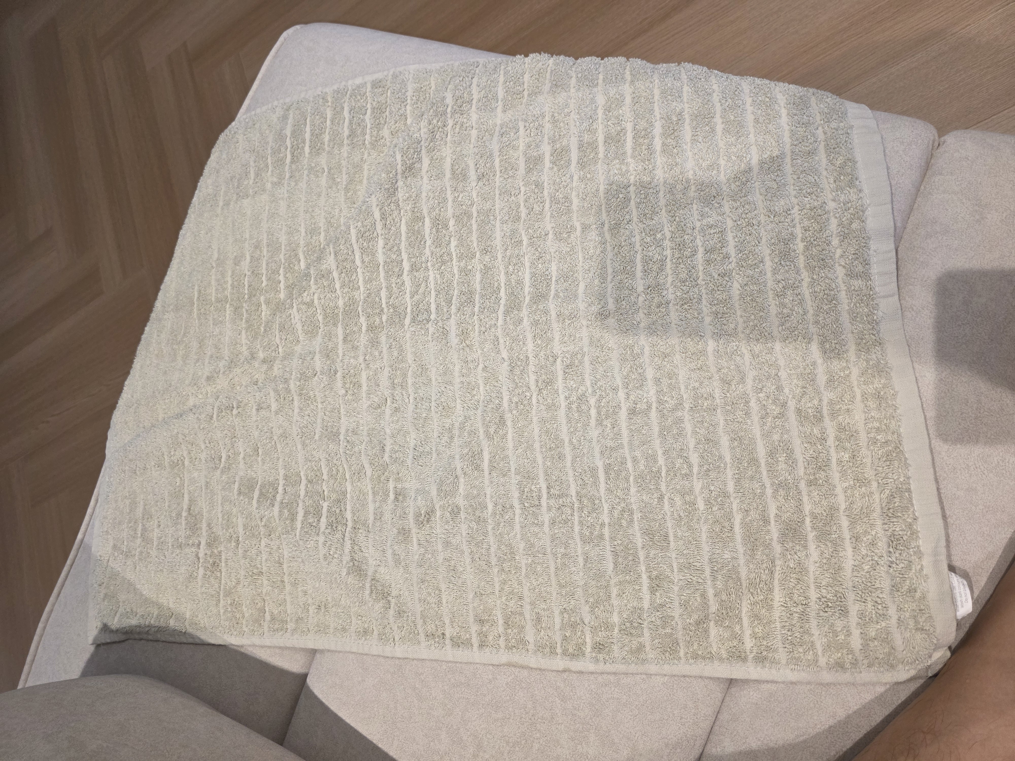 Customer home photo 3: Have not tried using but quality and texture feels good and should be absorbent.