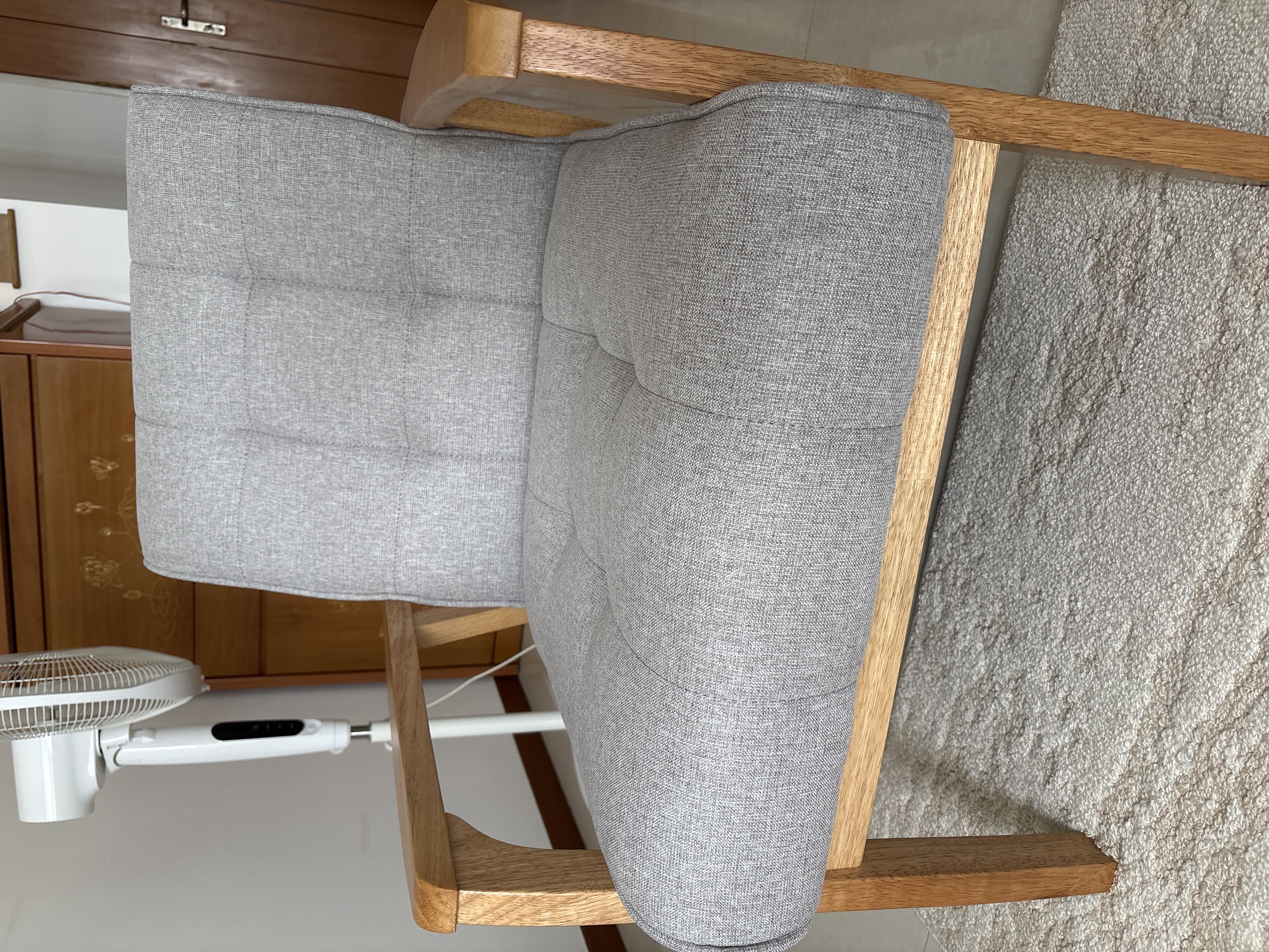 Customer home photo 2: This chair is so ridiculously comfortable!!!! And super lightweight. Easy to move around the room but not flimsy either. Very sturdy and firm padding.will be ordering one more 🤭
