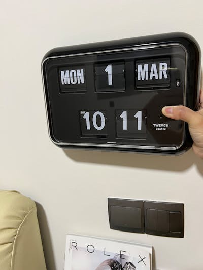TWEMCO Big Calendar Flip Wall Clock - Black, TWEMCO Retro Clocks