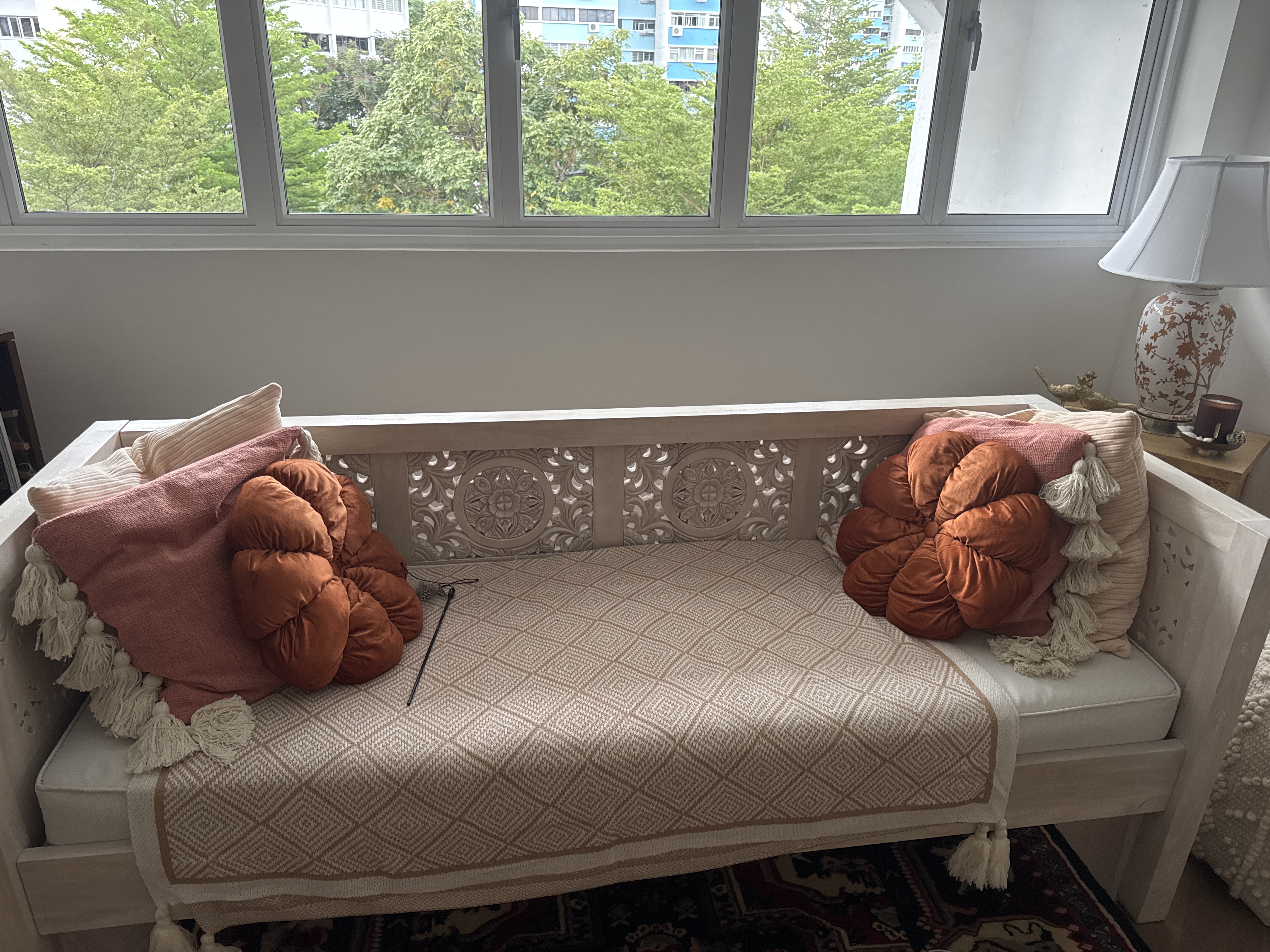 Customer home photo 2: Lovely colour, unique shape gives character to my seating area.  Good soft material.
