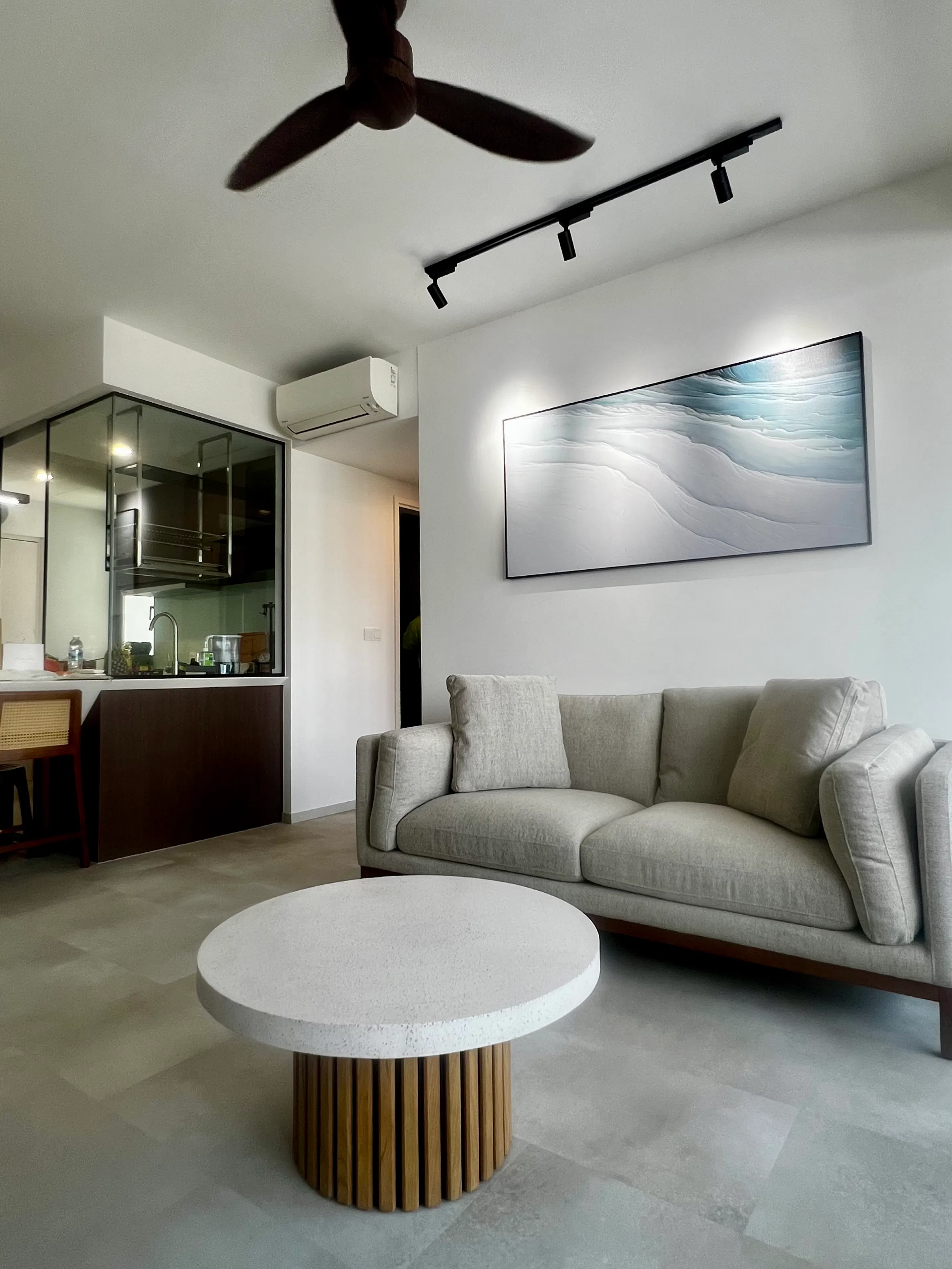 Customer home photo 1: Great addition to my living space, love the fluted finishing and terrazzo top.