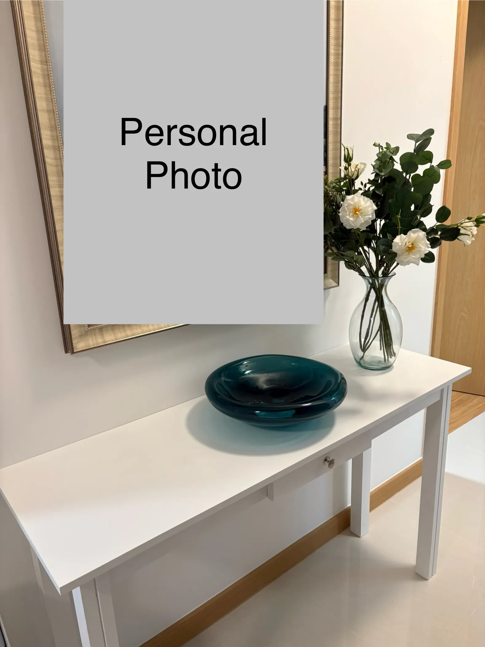 Customer home photo 1: The first table arrived defective and we had to wait a while for a replacement. However, it made for a great hallway table.