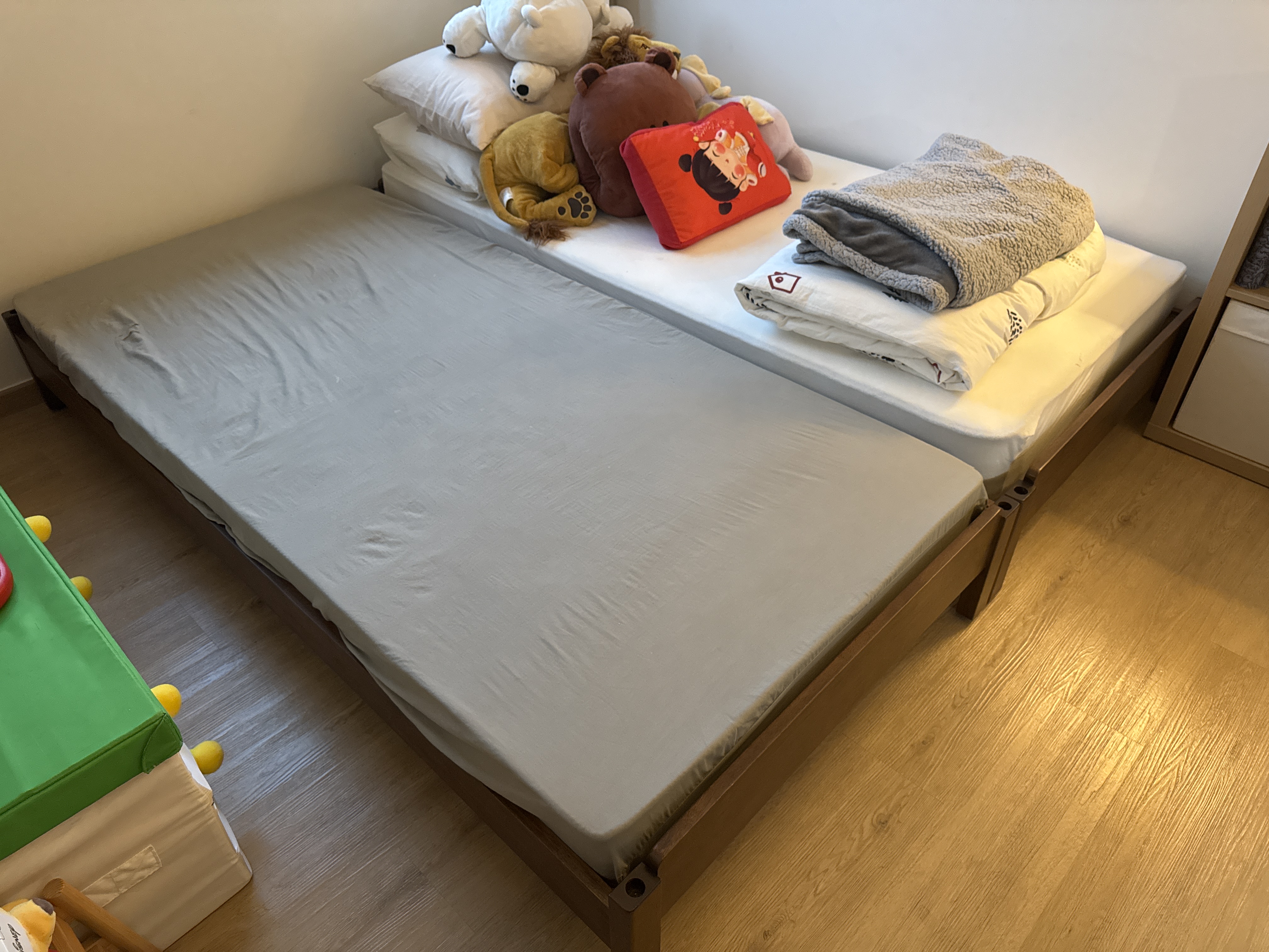 Customer home photo 1: Bought two of the Hans Stackable Single Bed. Really great height for my toddler kids to get on and off the bed easily without worries. Easy to stack the two beds as well.