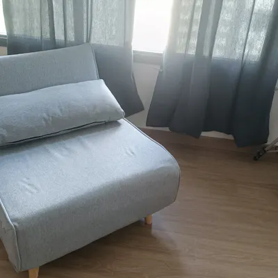 Customer home photo 1: It is sturdy & looks elegant. The sofa is firm & well designed and made.