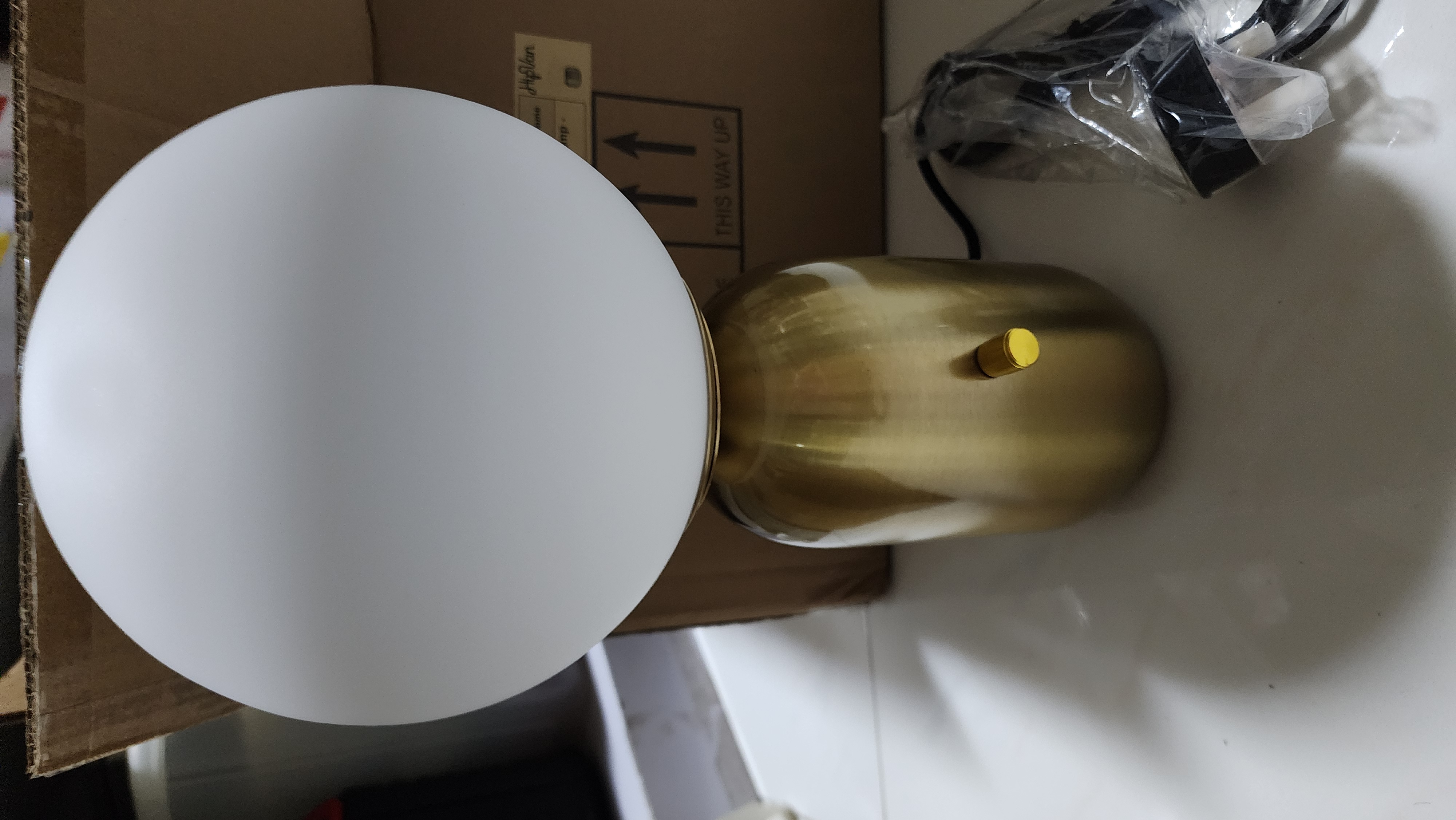 Customer home photo 2: Beautiful classic lamp.  Was bigger than expected.  Looking forward to putting it in my living room