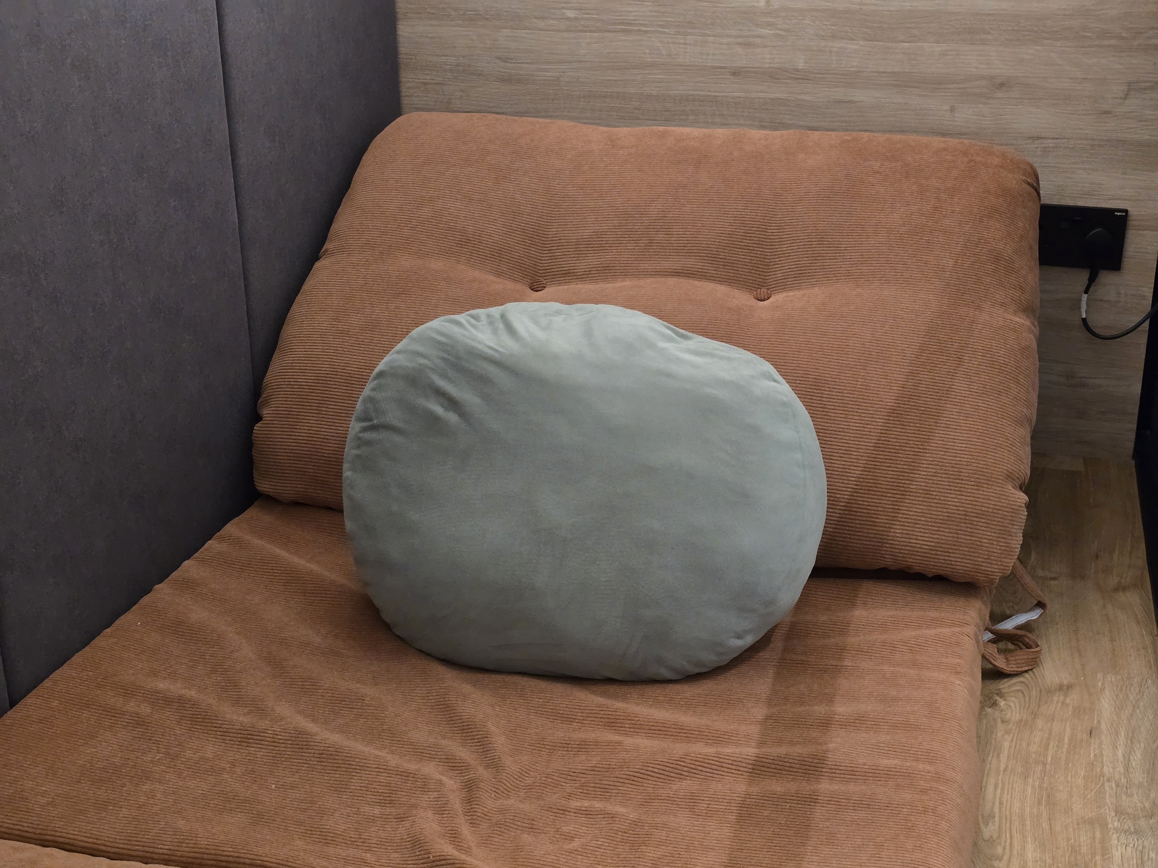 Customer home photo 1: I'm using this sofa bed for my loft. Very easy to use and comfortable for lounging with variable angles and configurations. It also acts as a bed in case I have guest sleeping over. The brown colour complements my built in. The size is perfect for a single person.
