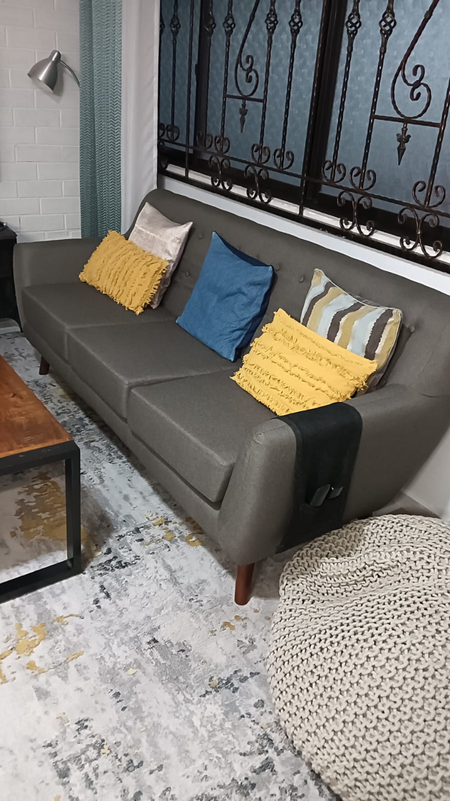 Customer home photo 1: Love the sofa! It is what i had expected. Firm cushion and has a suitable height just like i had imagined. Will get the 2 seater in the same colour!
