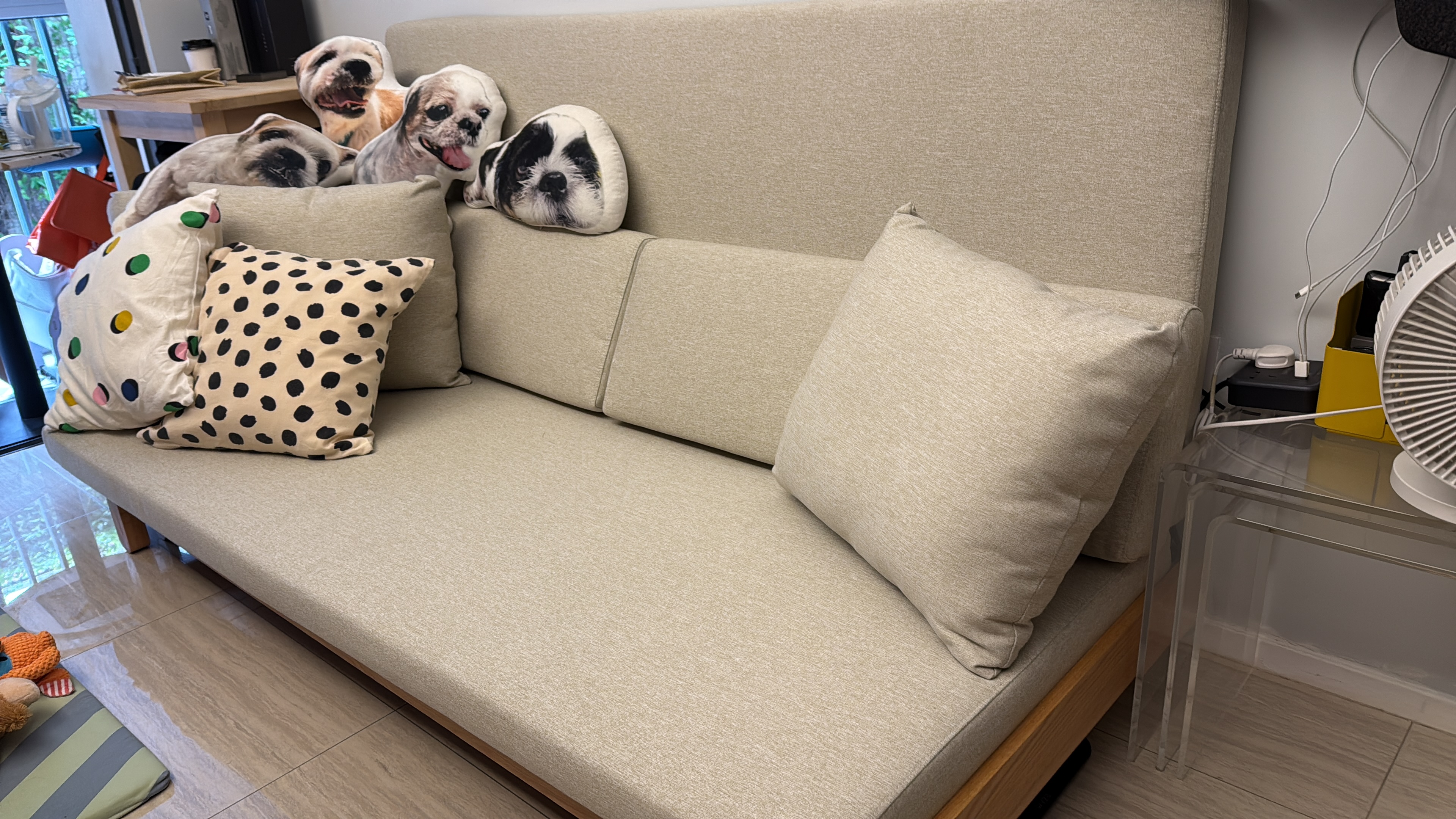 Customer home photo 3: Love how minimalist this is and turning it into a sofa bed is a breeze. Space saving as it can recline against the wall fully. Sofa is firm yet comfy.