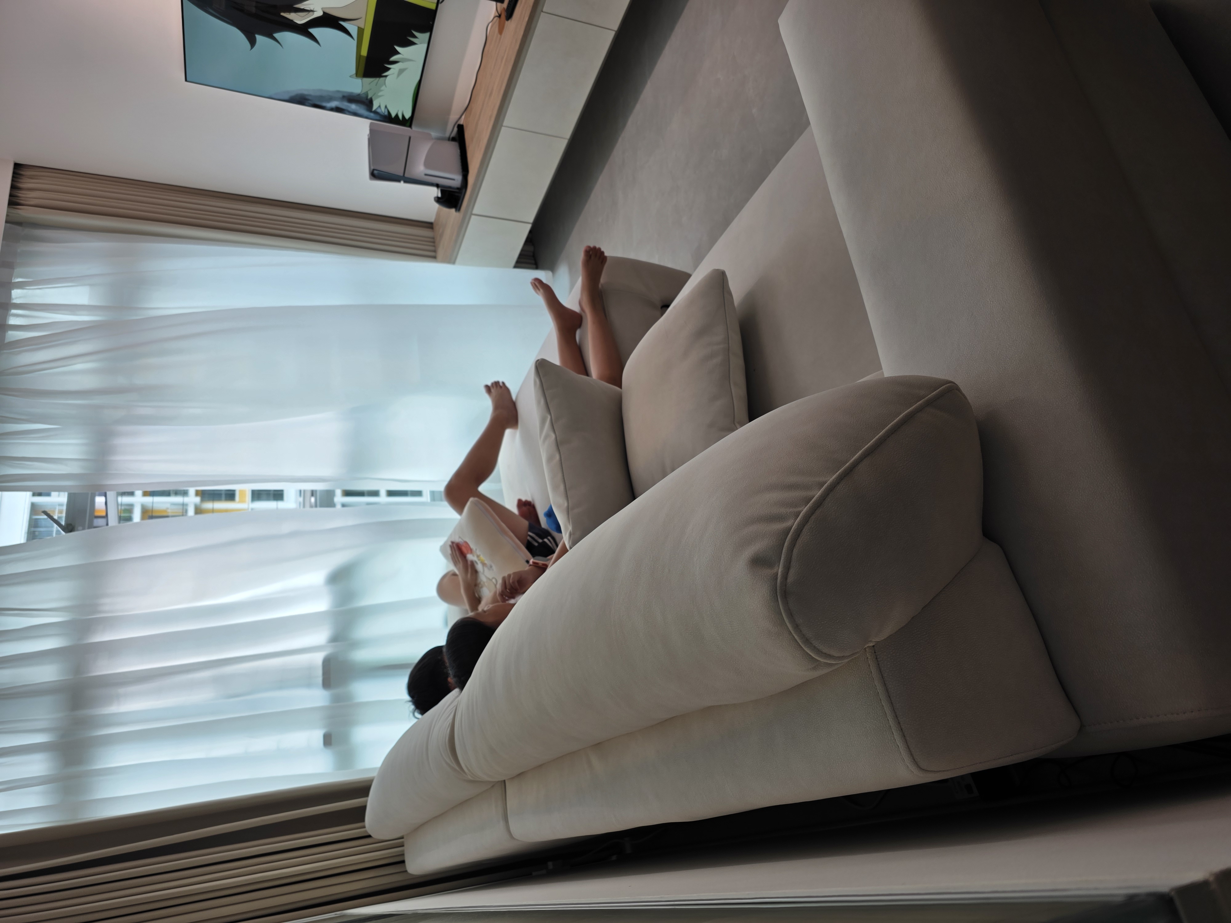 Customer home photo 3: Great and comfortable sofa where you can extend it to rest your legs when required!