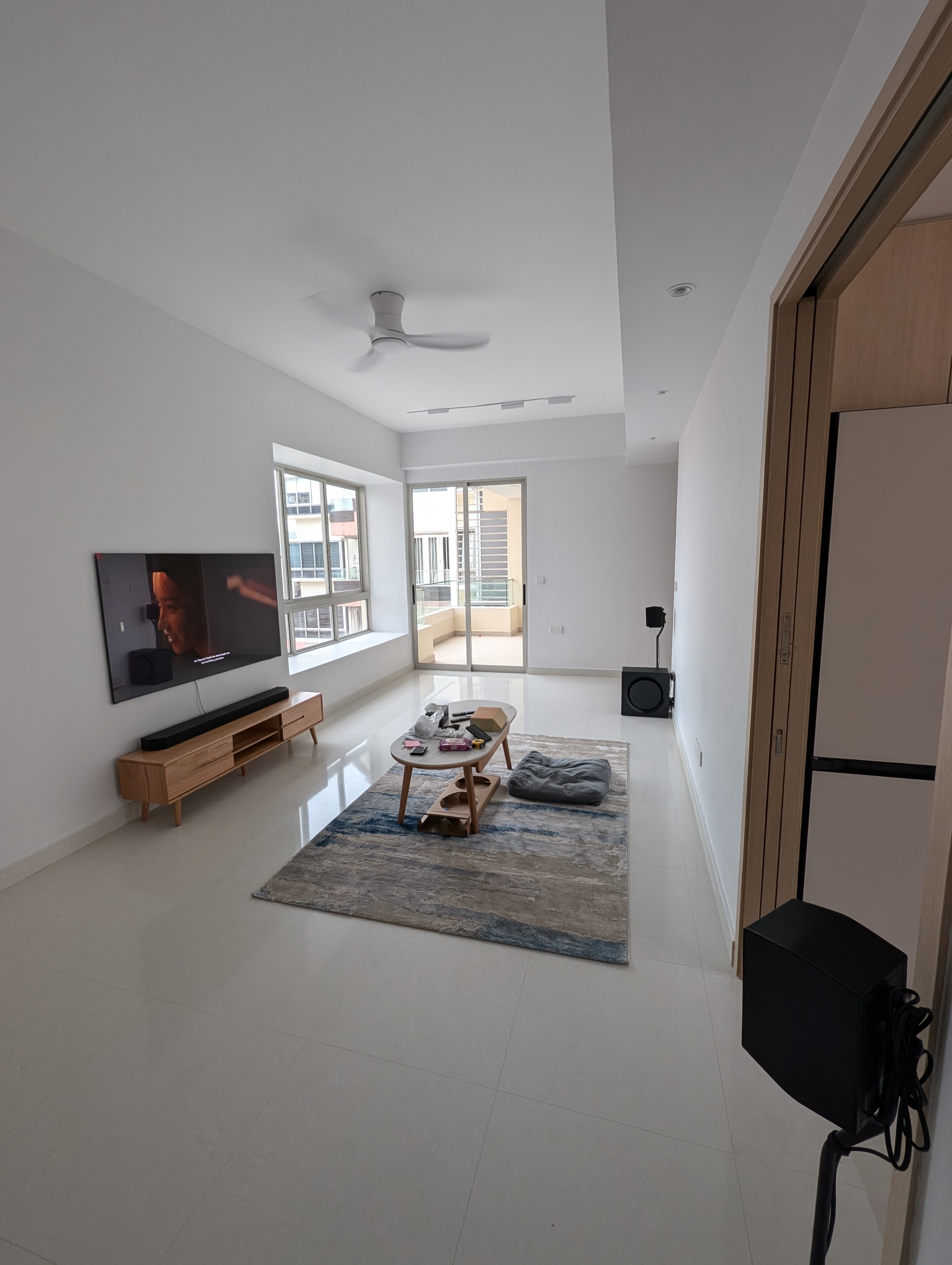 Customer home photo 22: Simple, clean, nicely constructed with convenient cable holes & moveable shelf. Perfect.