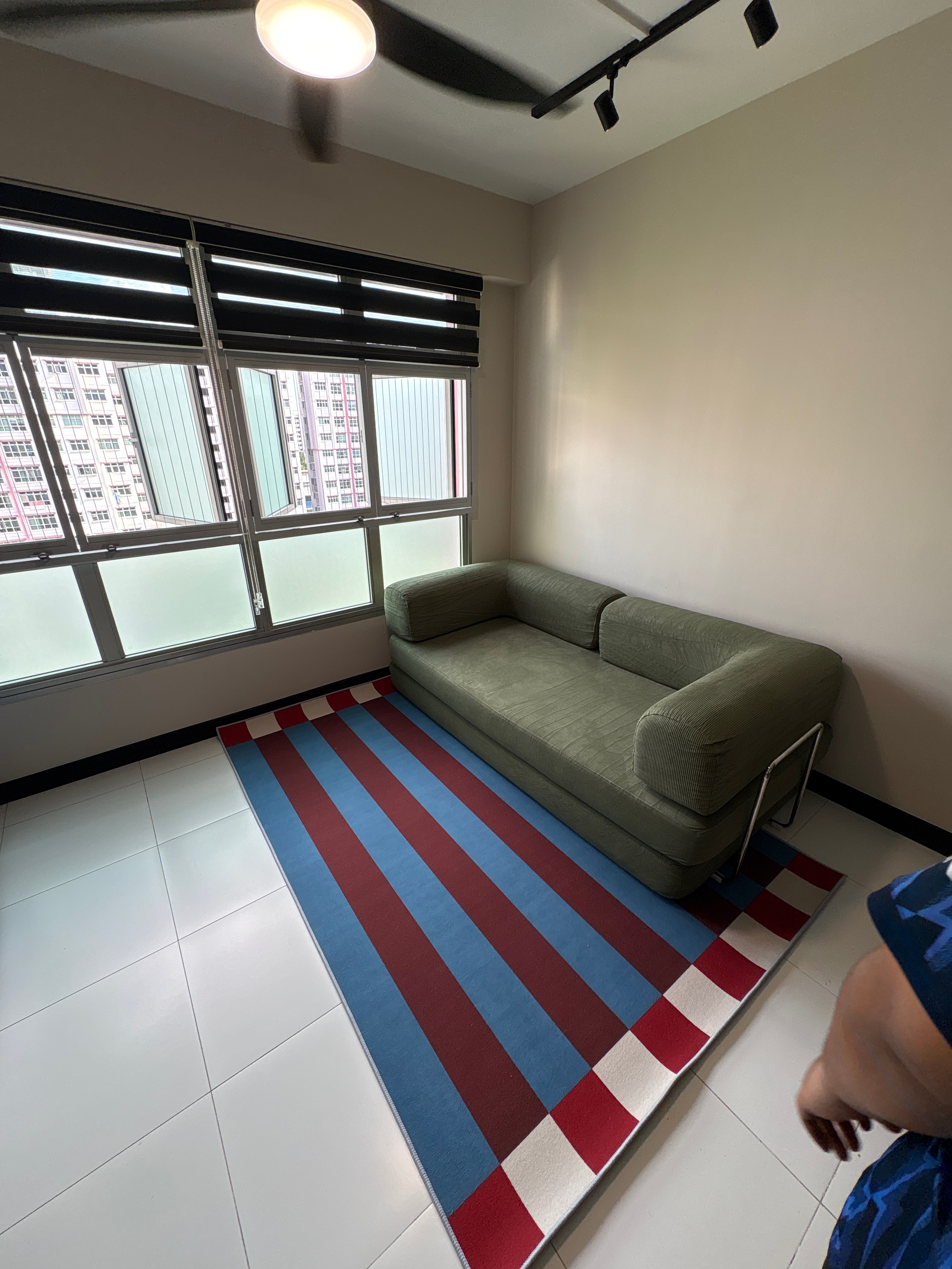 Customer home photo 1: so comfy and can fit up to 3 people. was abit scared that it wouldn’t be able to take my weight but it’s all good so far! hope that we can purchase the covers as well to change the look of the sofa