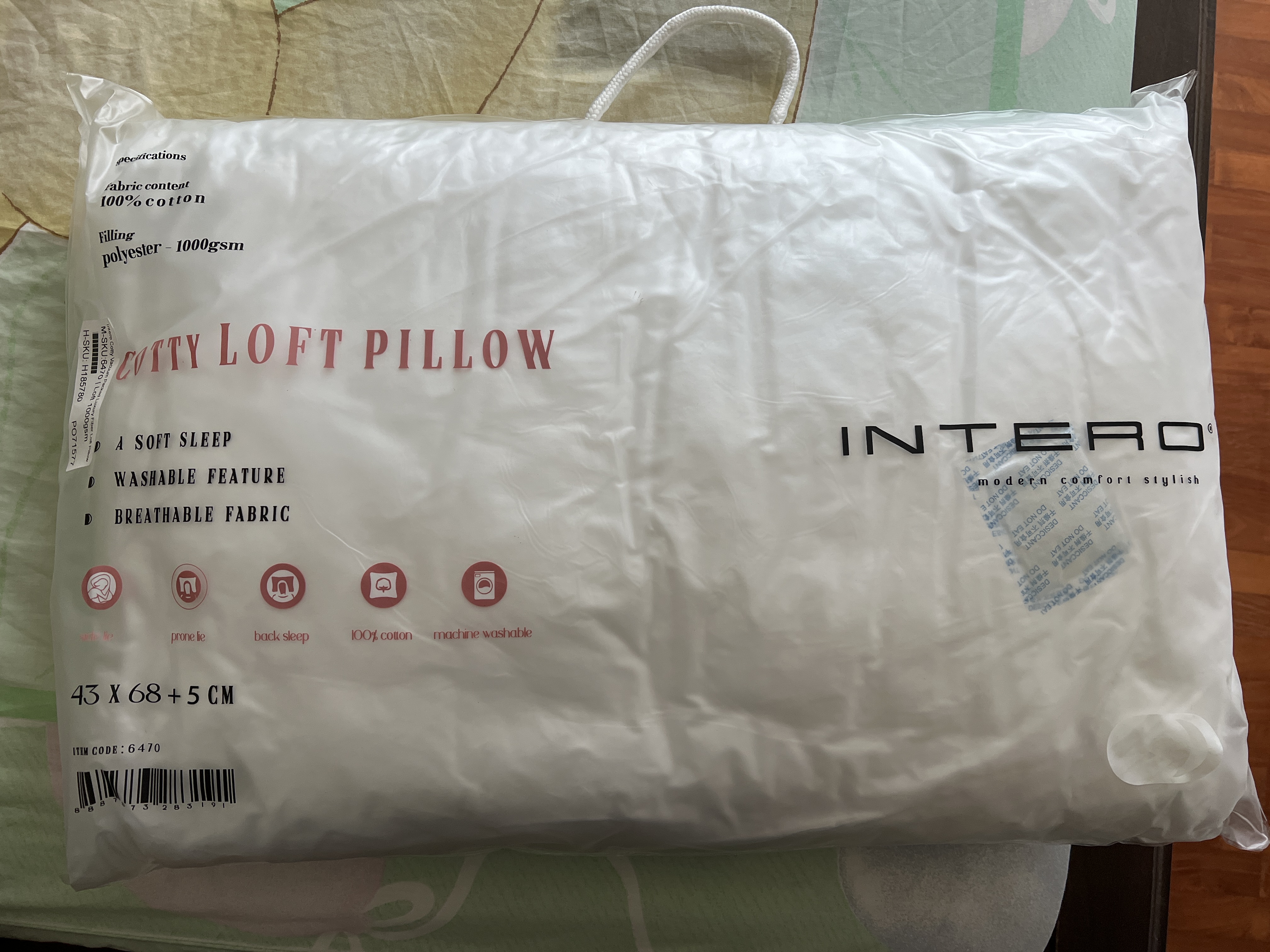 Intero Cotty Vacuum Packed Luxury Fiber Loft Pillow
