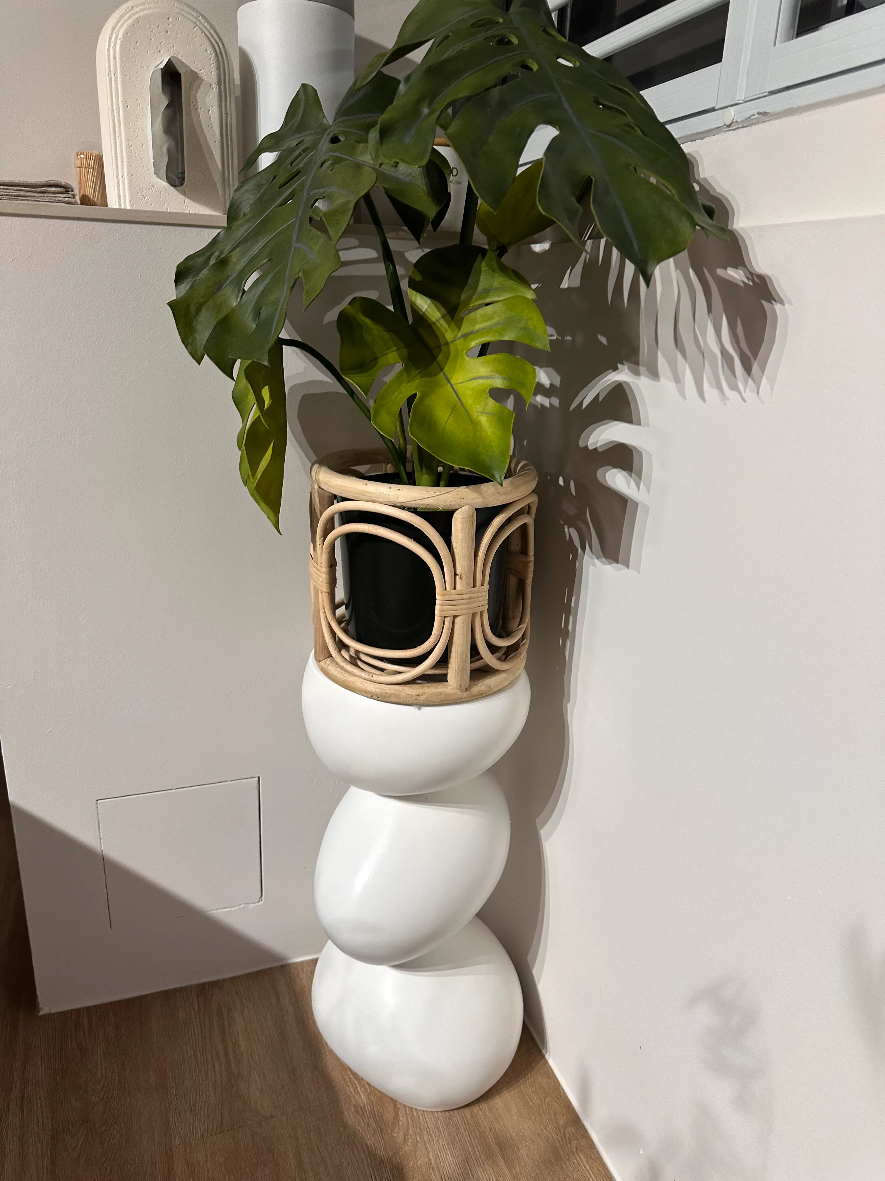 Customer home photo 2: Such a unique shape and just what we needed for the corner in our dining room. It’s super heavy so you know it’s well made!