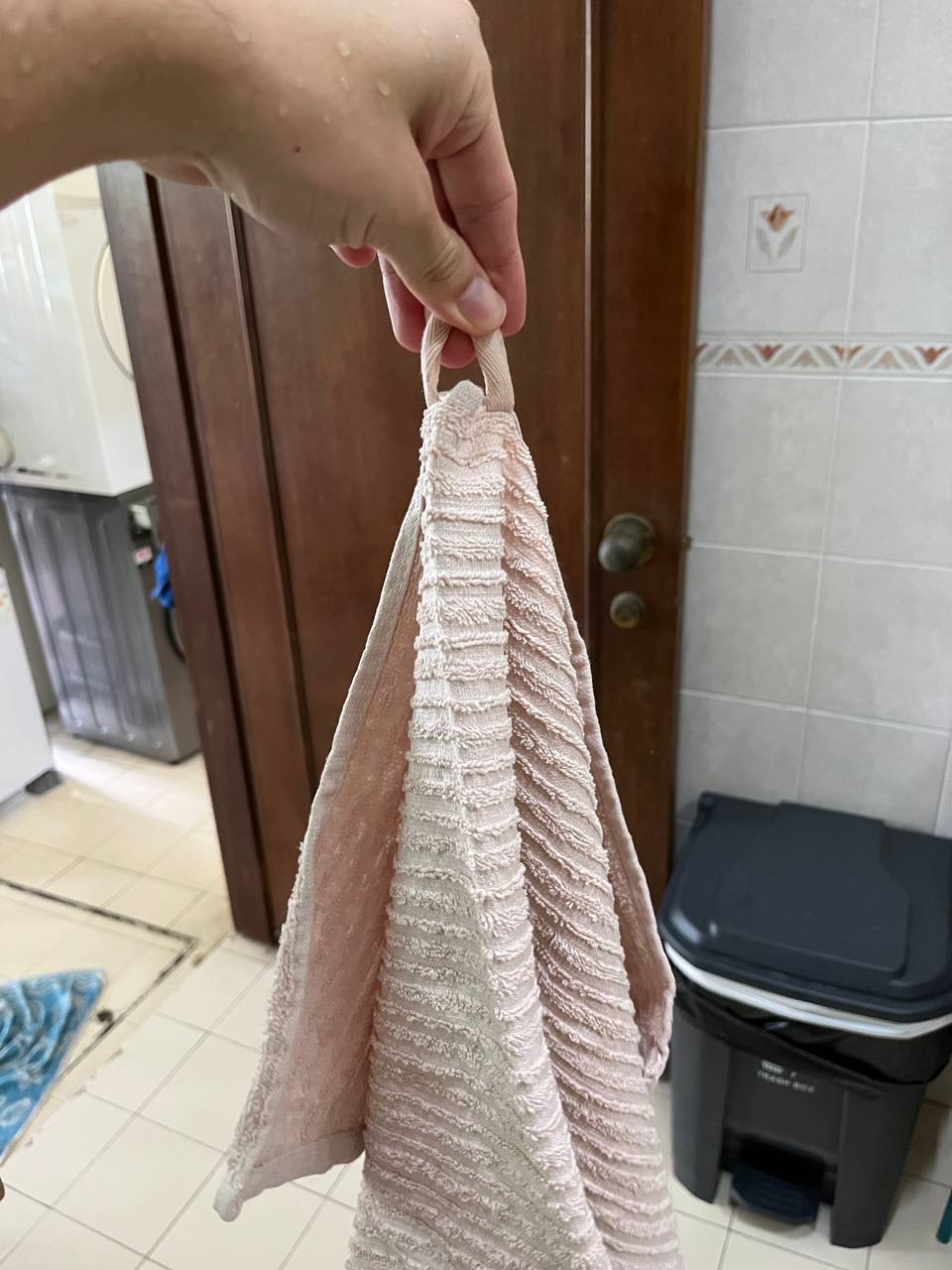 Customer home photo 6: What we love best about the hand towel is that it comes with a loop so that it can be hung. Thoughtfully designed, just what we needed of a hand towel.