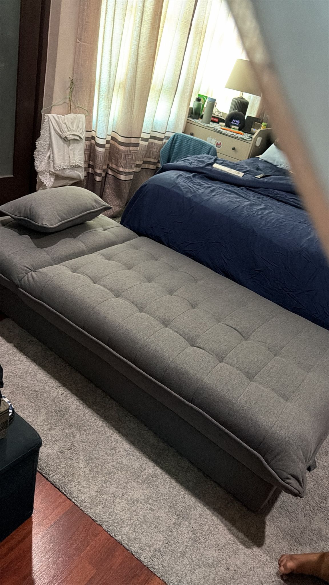 Tessa Storage Lounge Sofa Bed - Charcoal (Eco Clean Fabric)