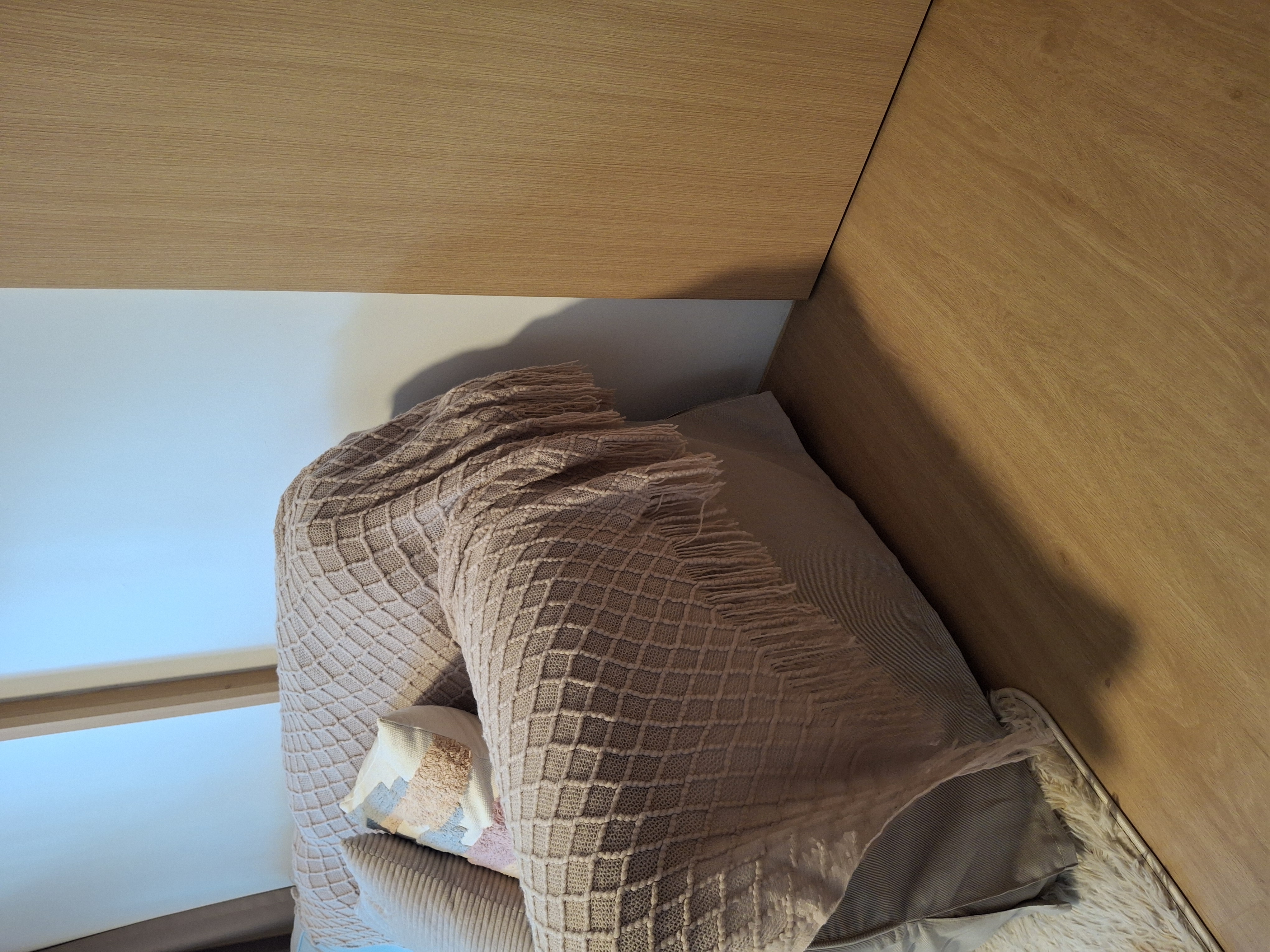 Customer home photo 2: This throw is very comfortable. Also, I like it because it is light-weight and not bulky.