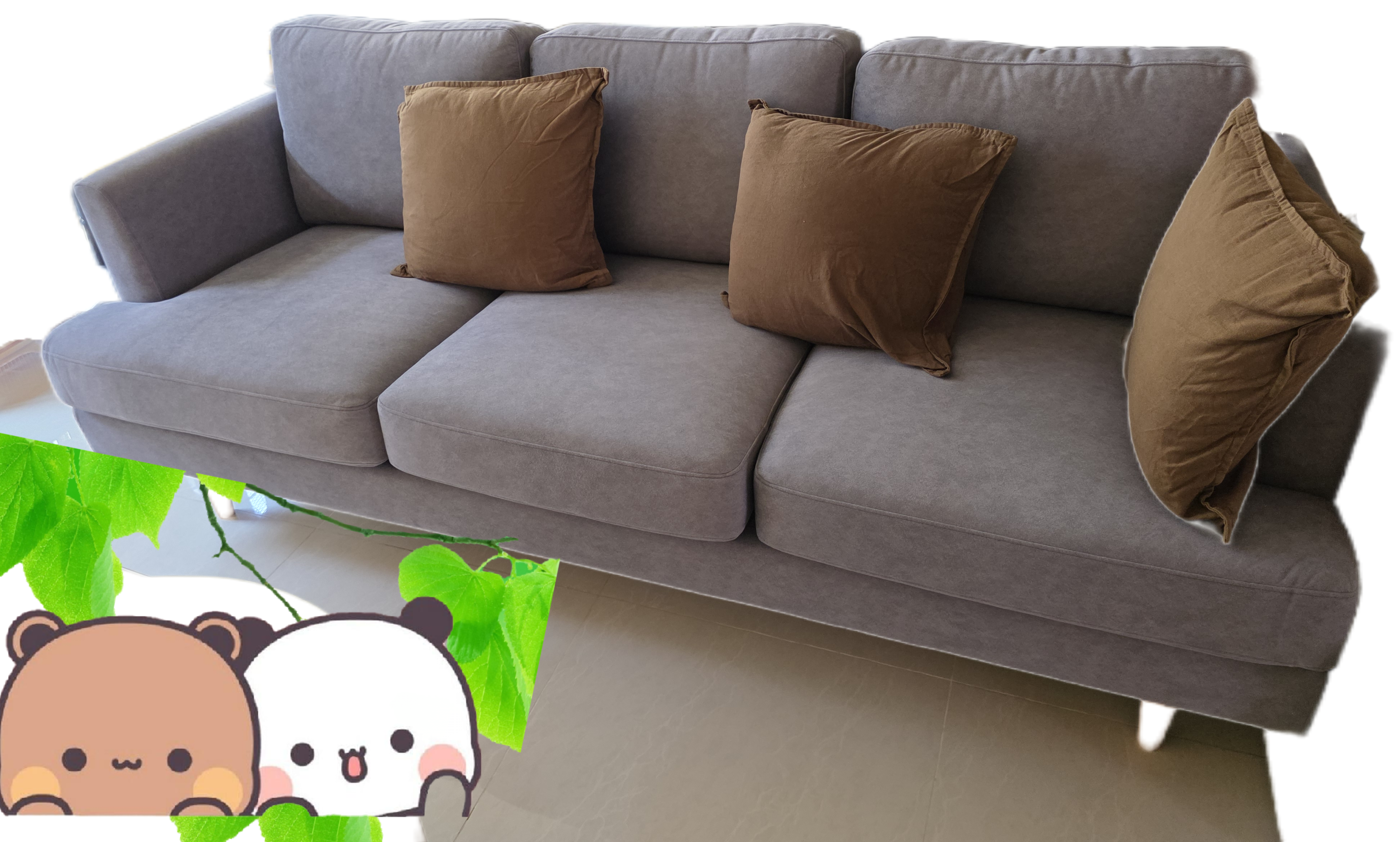 Customer home photo 2: Sofa came in good condition. The disposal service (additional cost) is good too as they came and dismantle and cleared the old item away.

Sofa is firm and nice to sit, fits my living room perfectly.