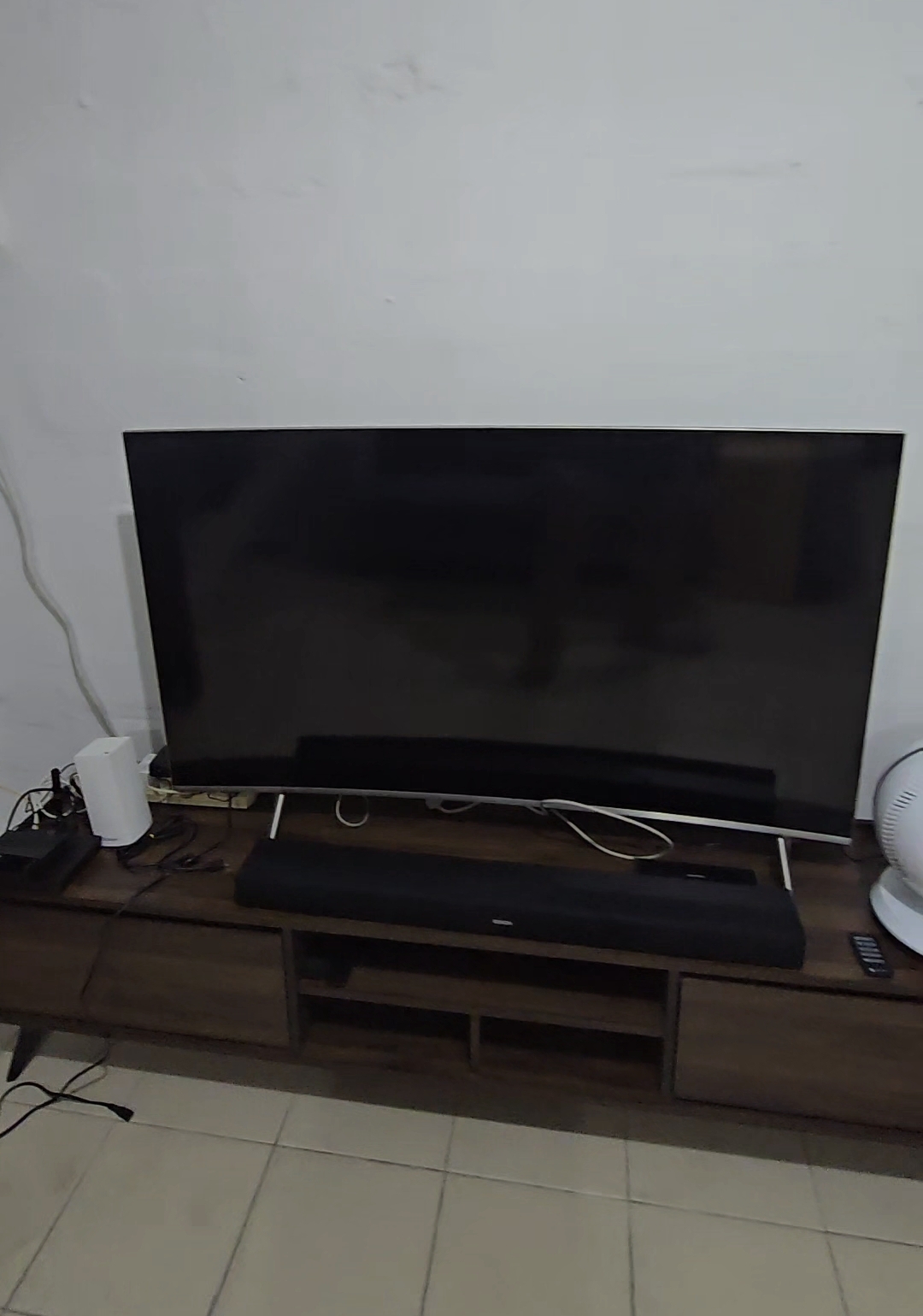 Customer home photo 5: Price is really affordable and good length for 55'' TV... love the wood grain design. Nice!