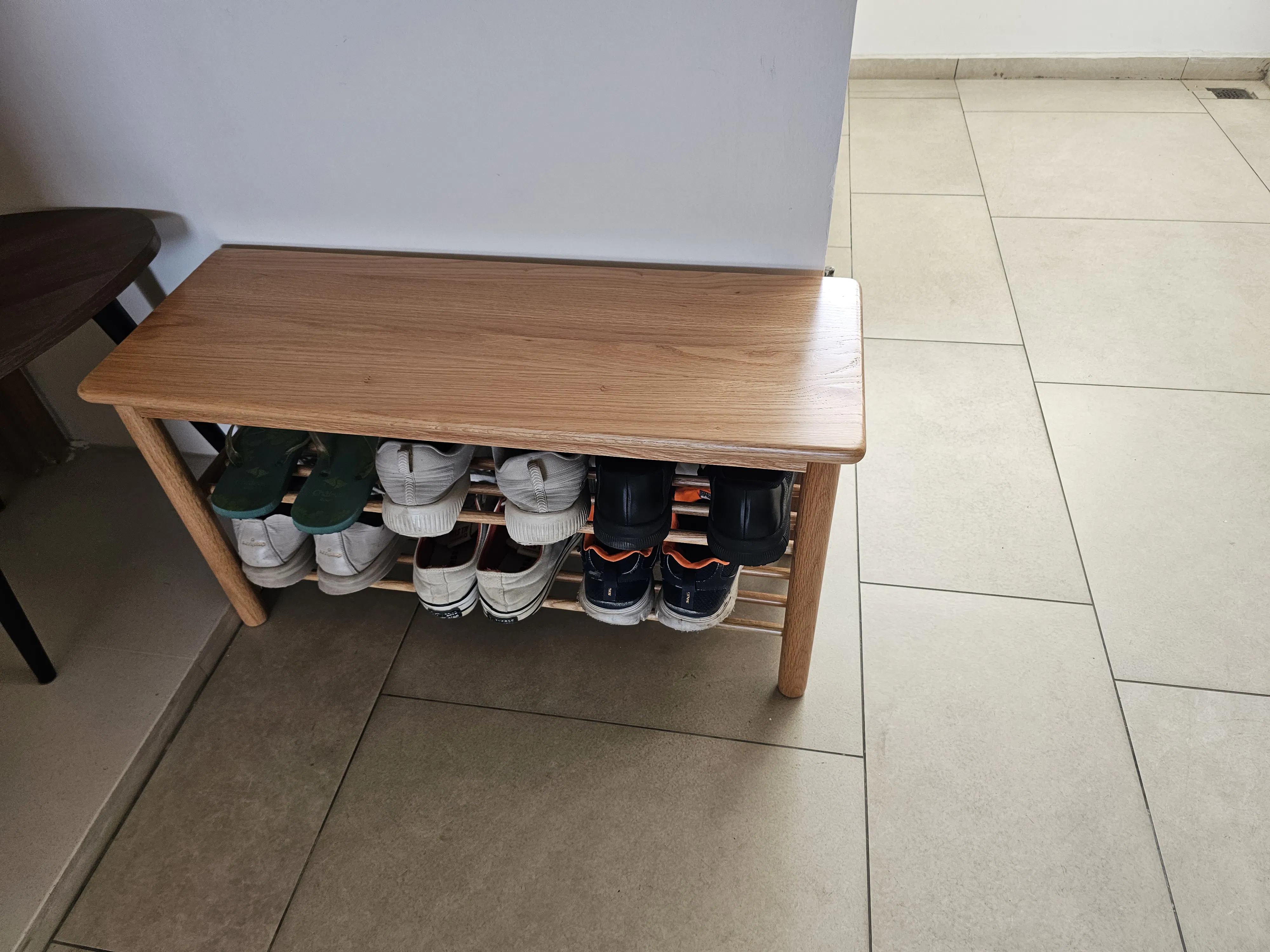 Customer home photo 9: Quality is good. Feels solid and stable to sit. Furnishing is done well. Nice wood grains
