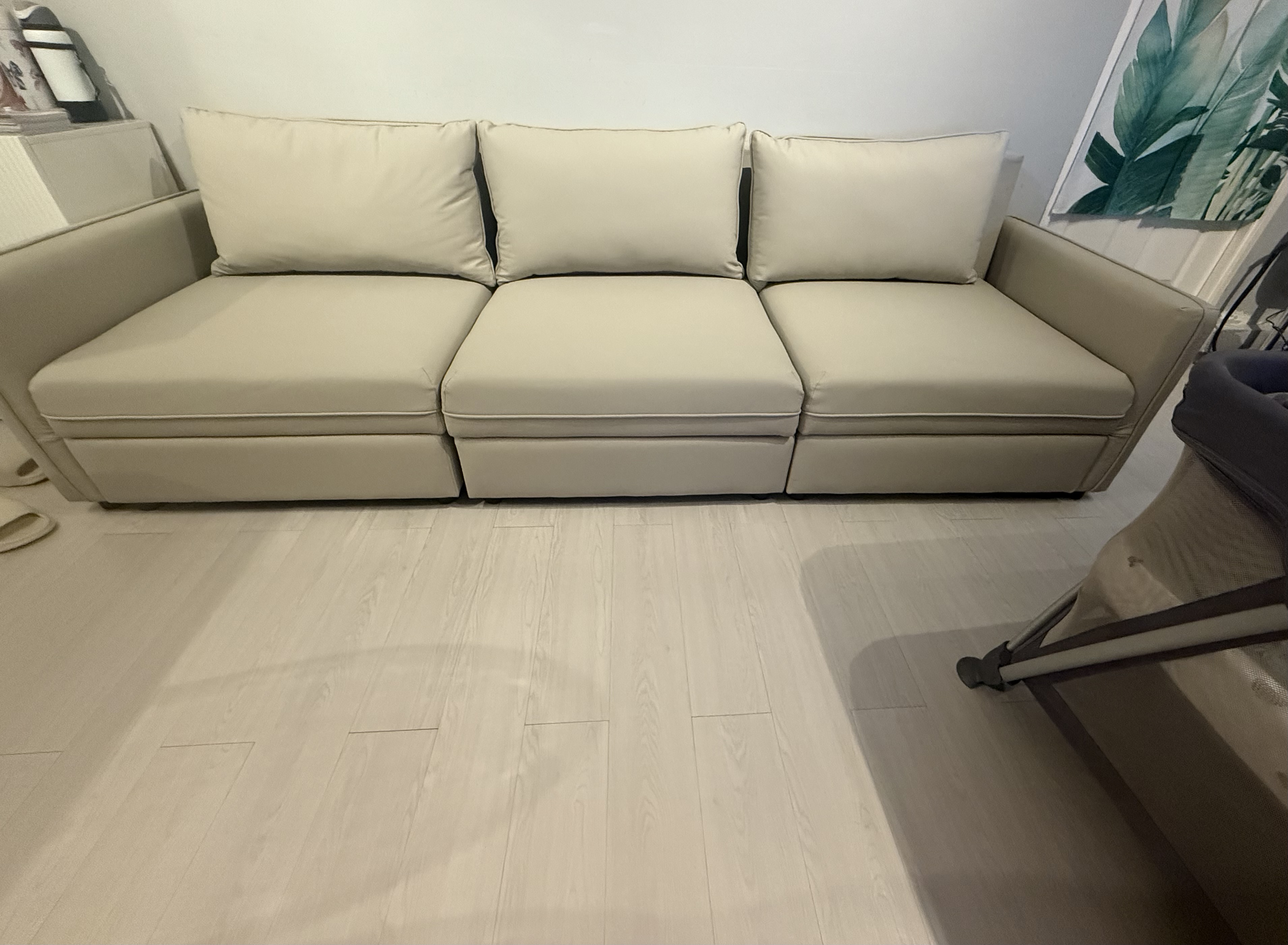 Customer home photo 1: Major LOVE for this Cameron sofa! Love the Leathaire fabric! Sofa size is great! And bonus part is that it has a storage function which is very practical! Highly recommended!
