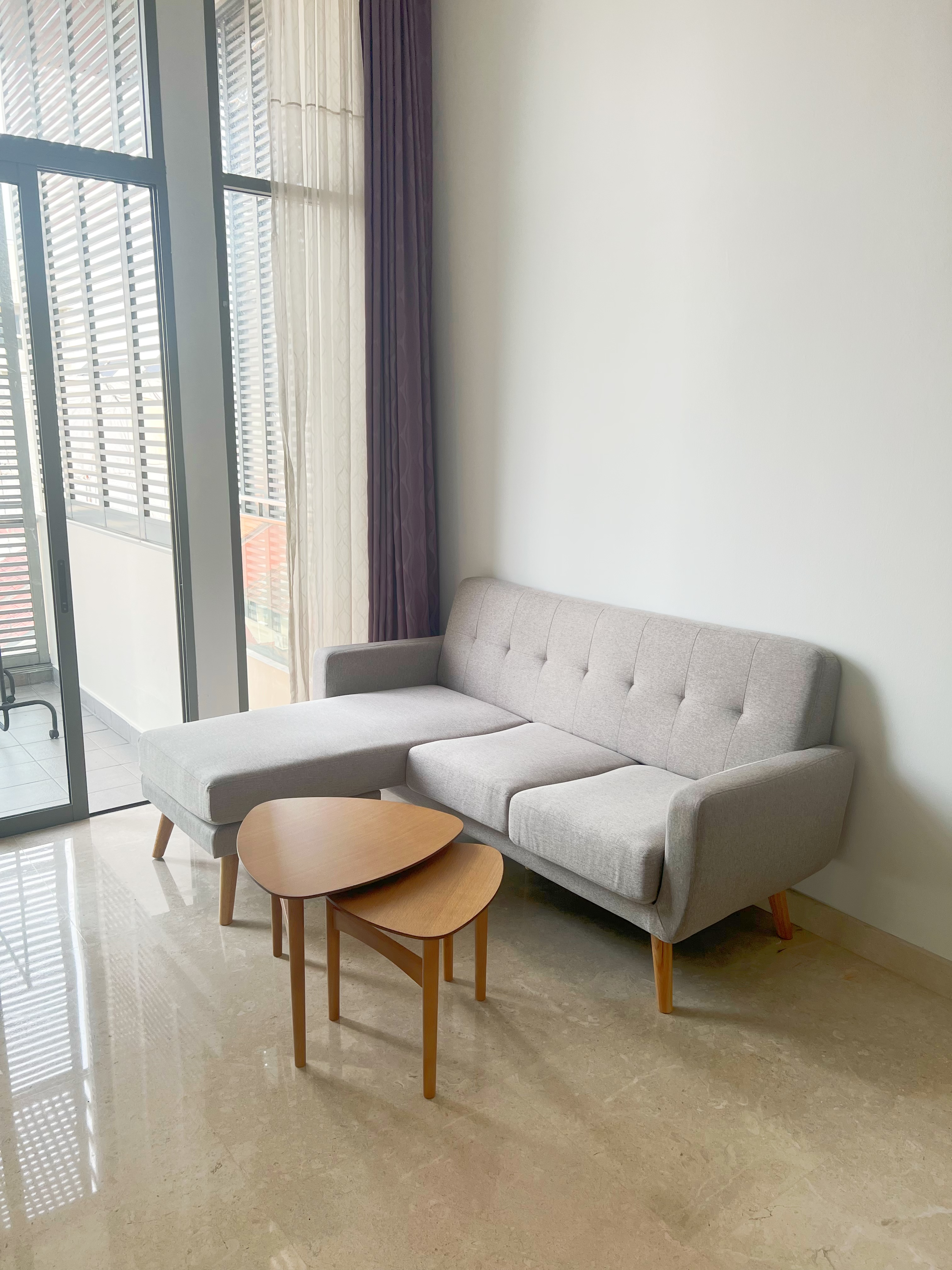 Customer home photo 18: Sofa is quite comfortable and looks cozy yet modern. It’s hard to find L shaped sofas that fit small spaces so this is a great find. The wooden legs also add some airiness to the overall look - once again- great for small spaces.