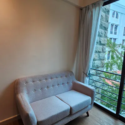Customer home photo 1: I bought this sofa based on reviews from other users. No regrets as it feels comfortable with a nice firm seating. I do not mind the back being less cushiony as it can be easily resolved with some add-on cushions. Seat height is a good height given I am 1.71 m tall.