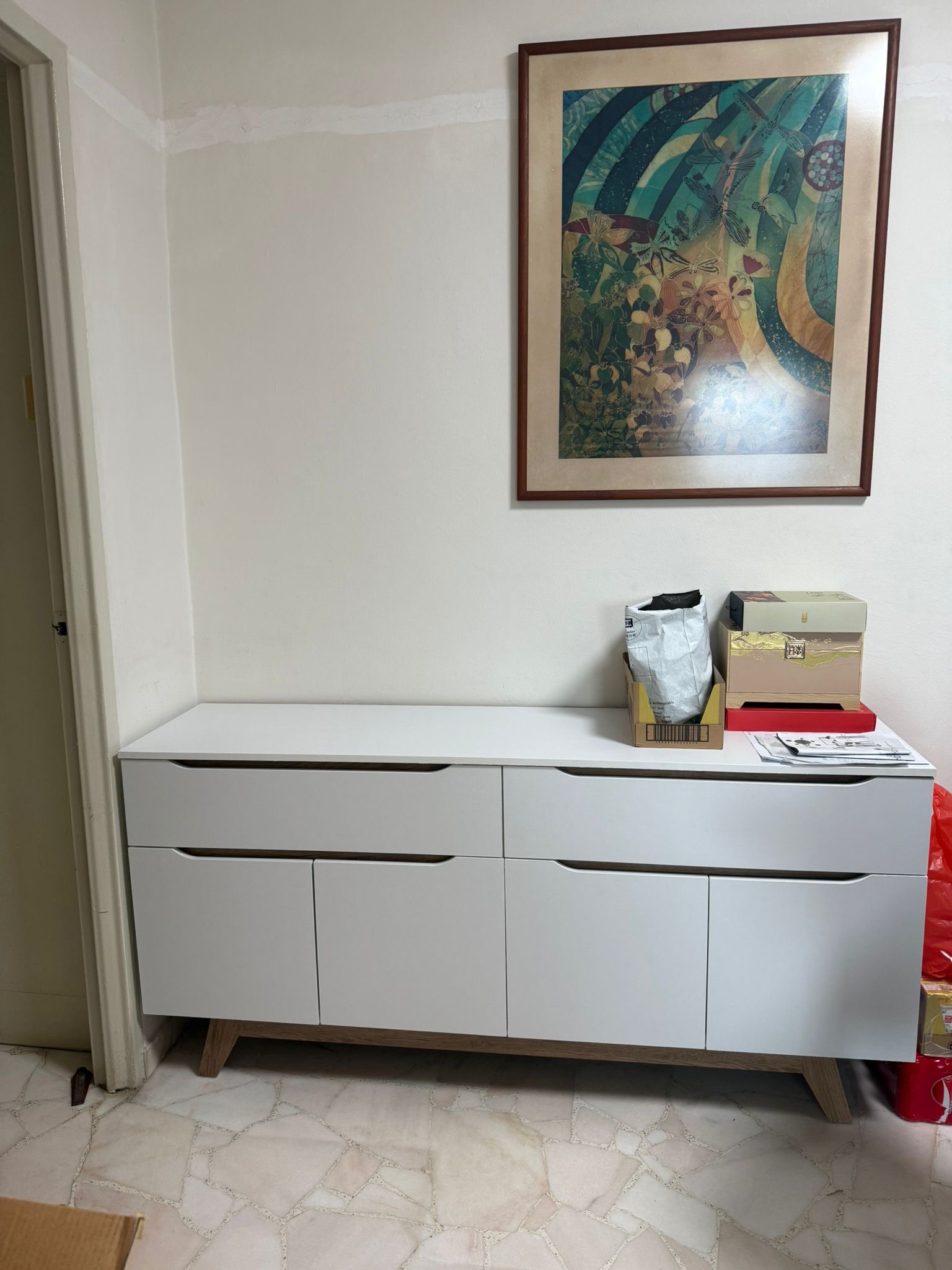 Customer home photo 1: Set up was carried out seamlessly by the team and the product is of decent quality. Very nicely set up and really spacious for the storing of my parents’ utensils.