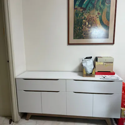 Customer home photo 1: Set up was carried out seamlessly by the team and the product is of decent quality. Very nicely set up and really spacious for the storing of my parents’ utensils.