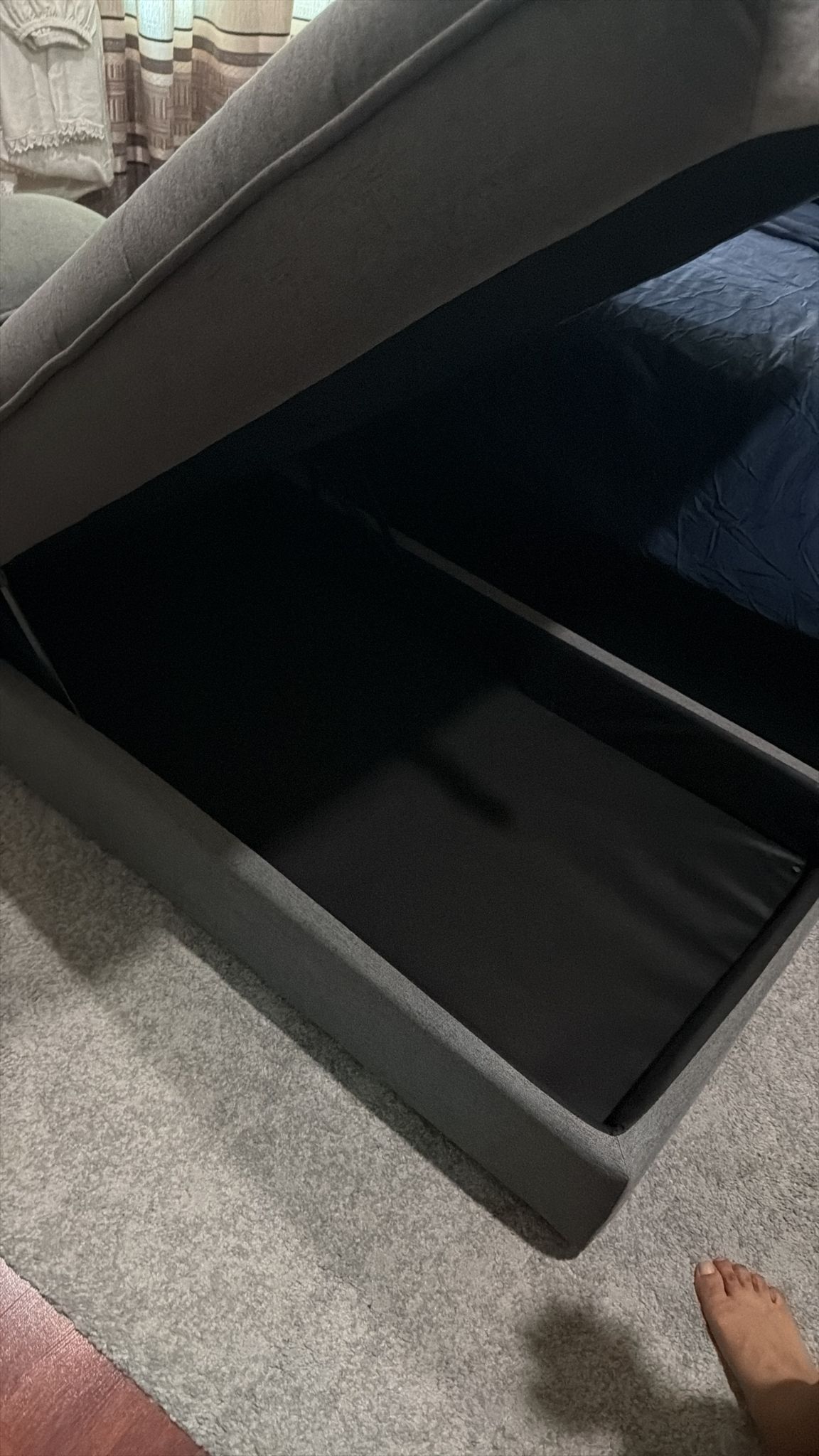 Customer home photo 1: Its made of quality material and it looks trendy. The mattress felt firm and the storage is just nice for a single bedder.