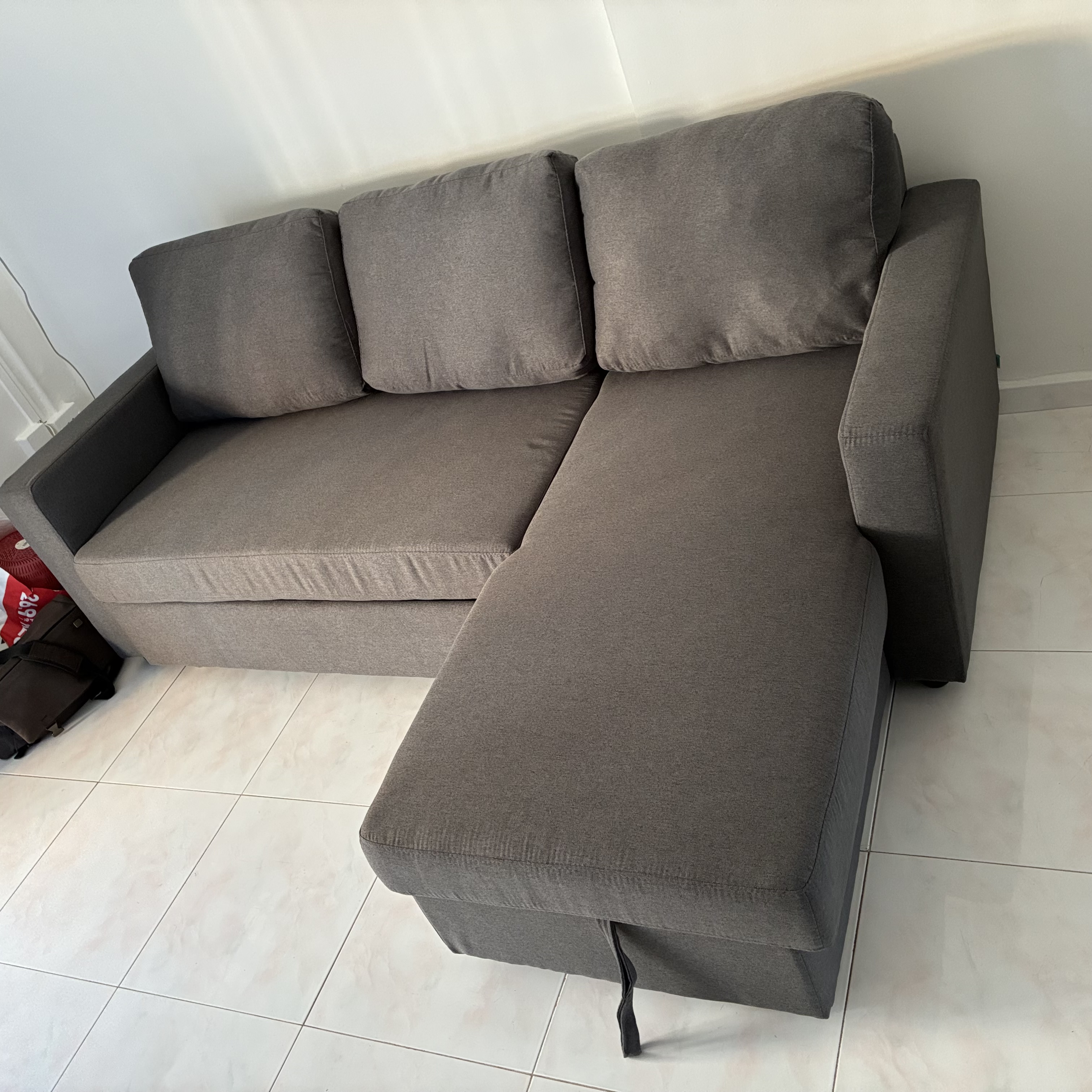 Customer home photo 12: Very comfortable and very soft sofa bed. Not soggy but firm upon seating on it. Good quality materials. Loved it!