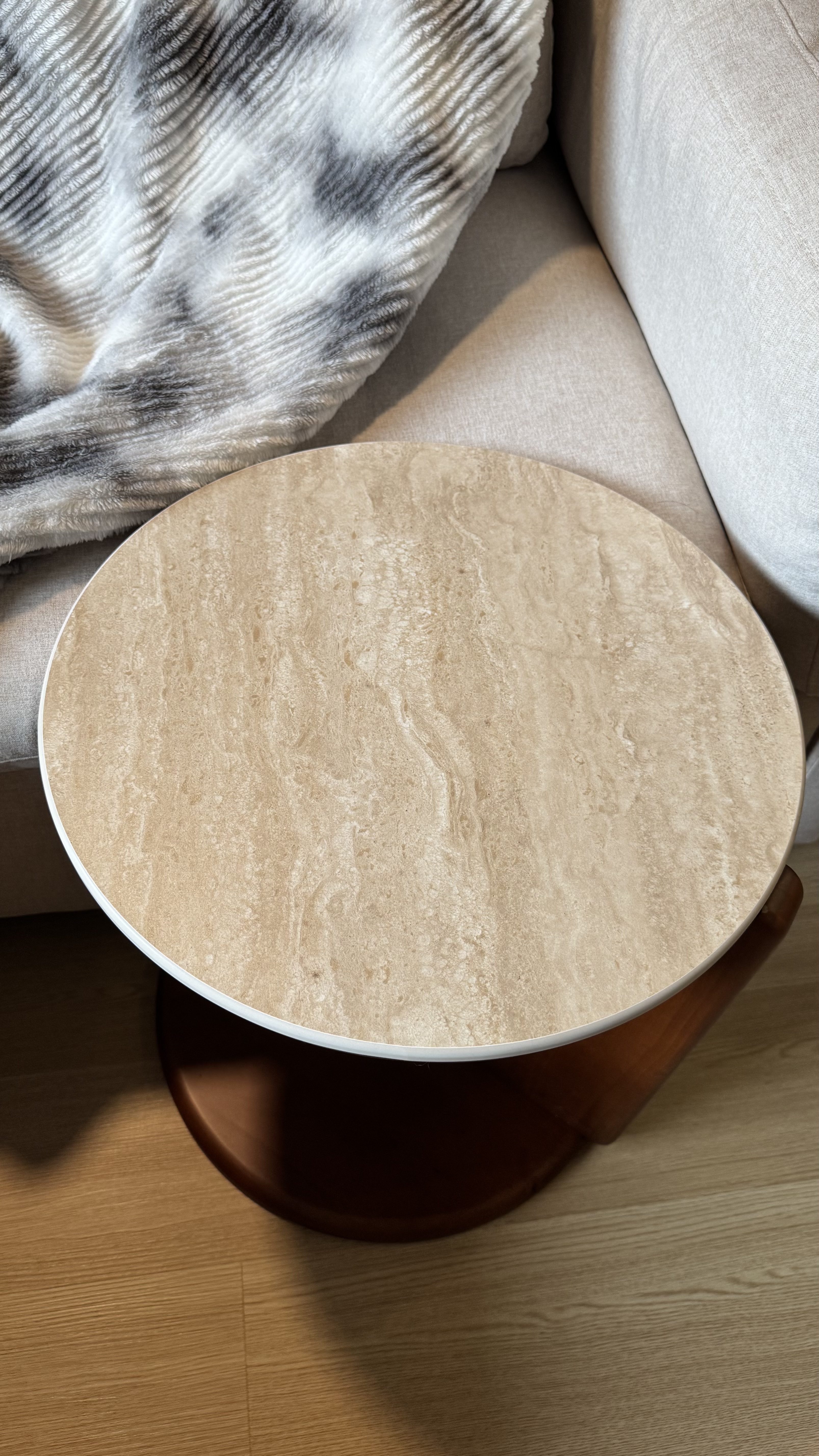 Blair Round Side Table - Travertine (Sintered Stone)