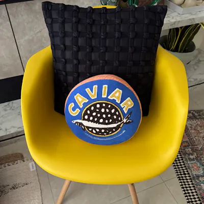 Customer home photo 1: Very cute pillow and looks great on the chair!