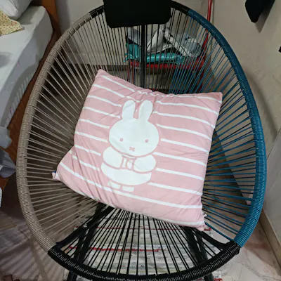 Customer home photo 17: Very comfy cushion for my Miffy cushion cover, giving good support for my rocking chair!