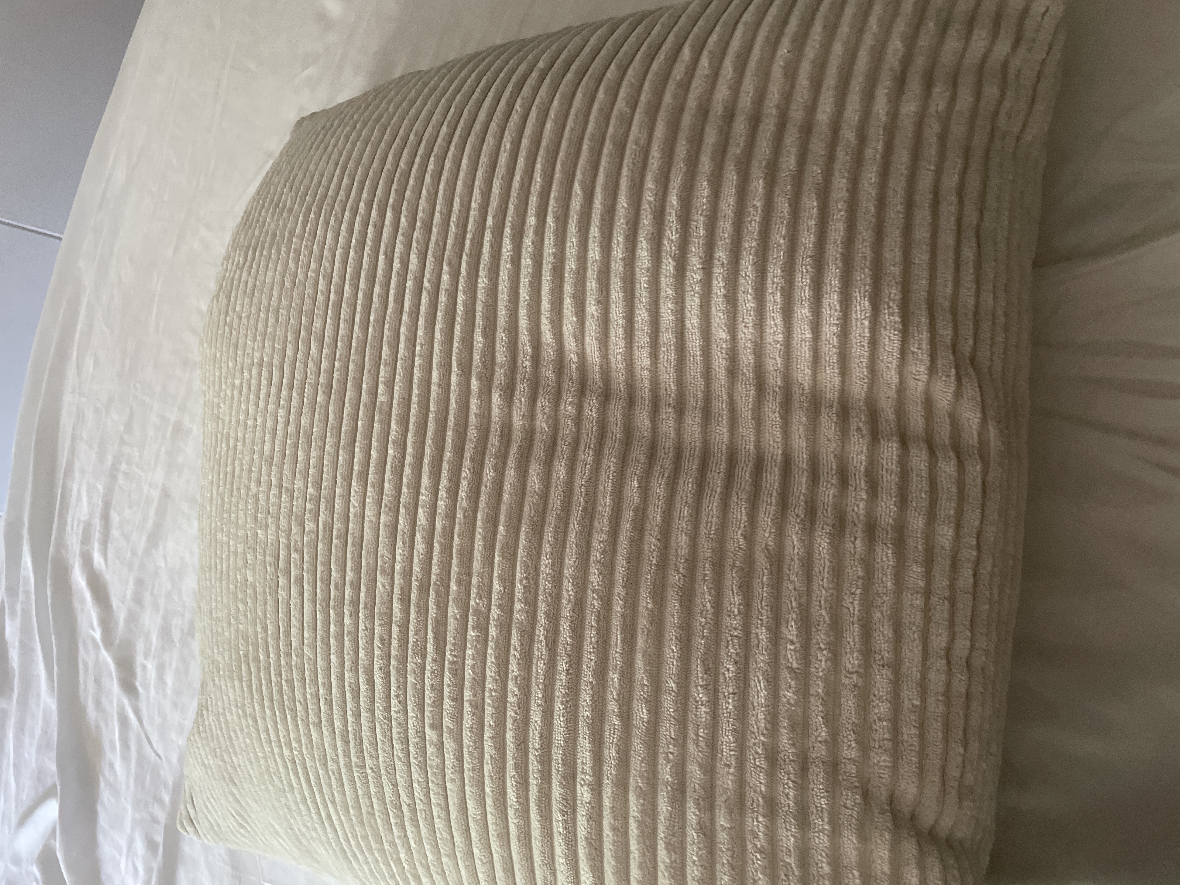Customer home photo 1: Love the velvety feel and look. Colour is perfect for my bedroom theme. Due to the fabric type, the European pillow didn’t look too flat, like when using a cotton pillow cover.