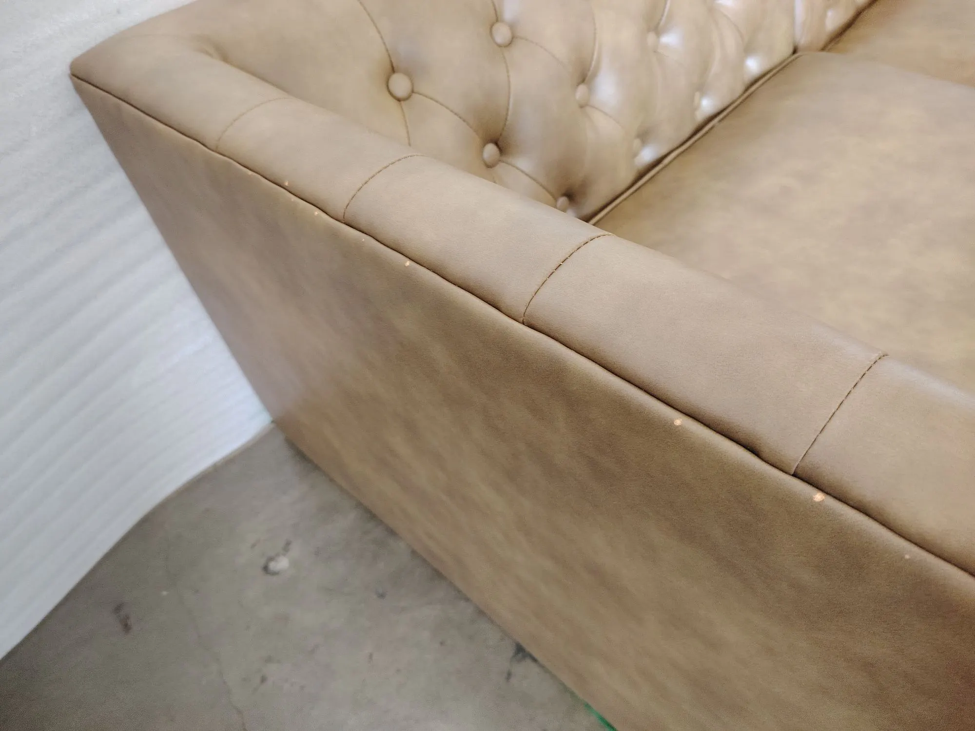 (As-is) Cadencia L-Shaped Sofa - Tan (Faux Leather) - 1 - 11